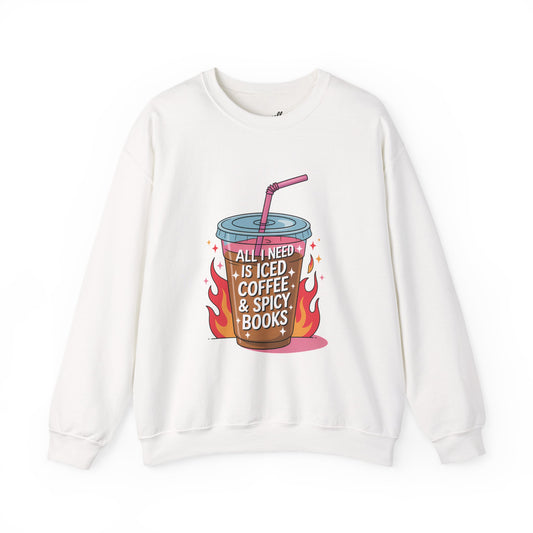 Iced Coffee & Spicy Books Sweatshirt - Unisex Crewneck