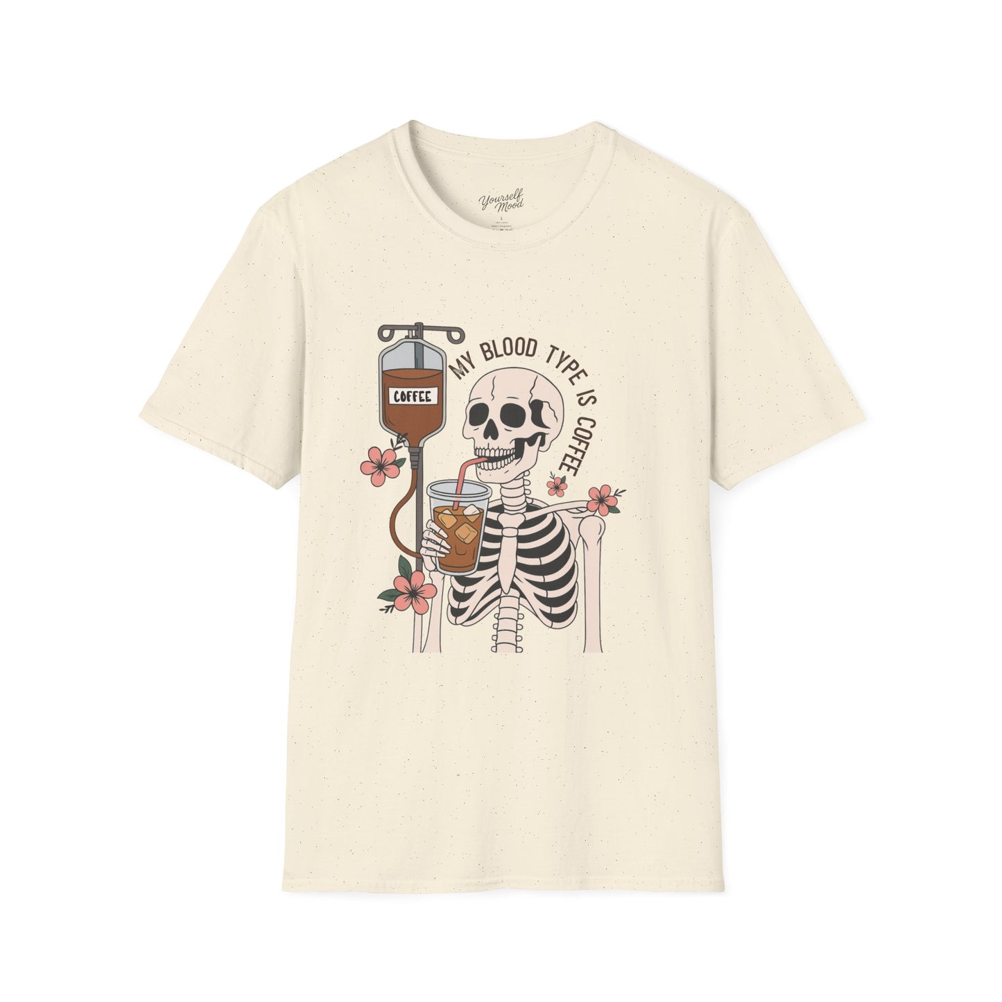Coffee Lover Skeleton T-Shirt, Unisex Softstyle Tee, Halloween Outfit