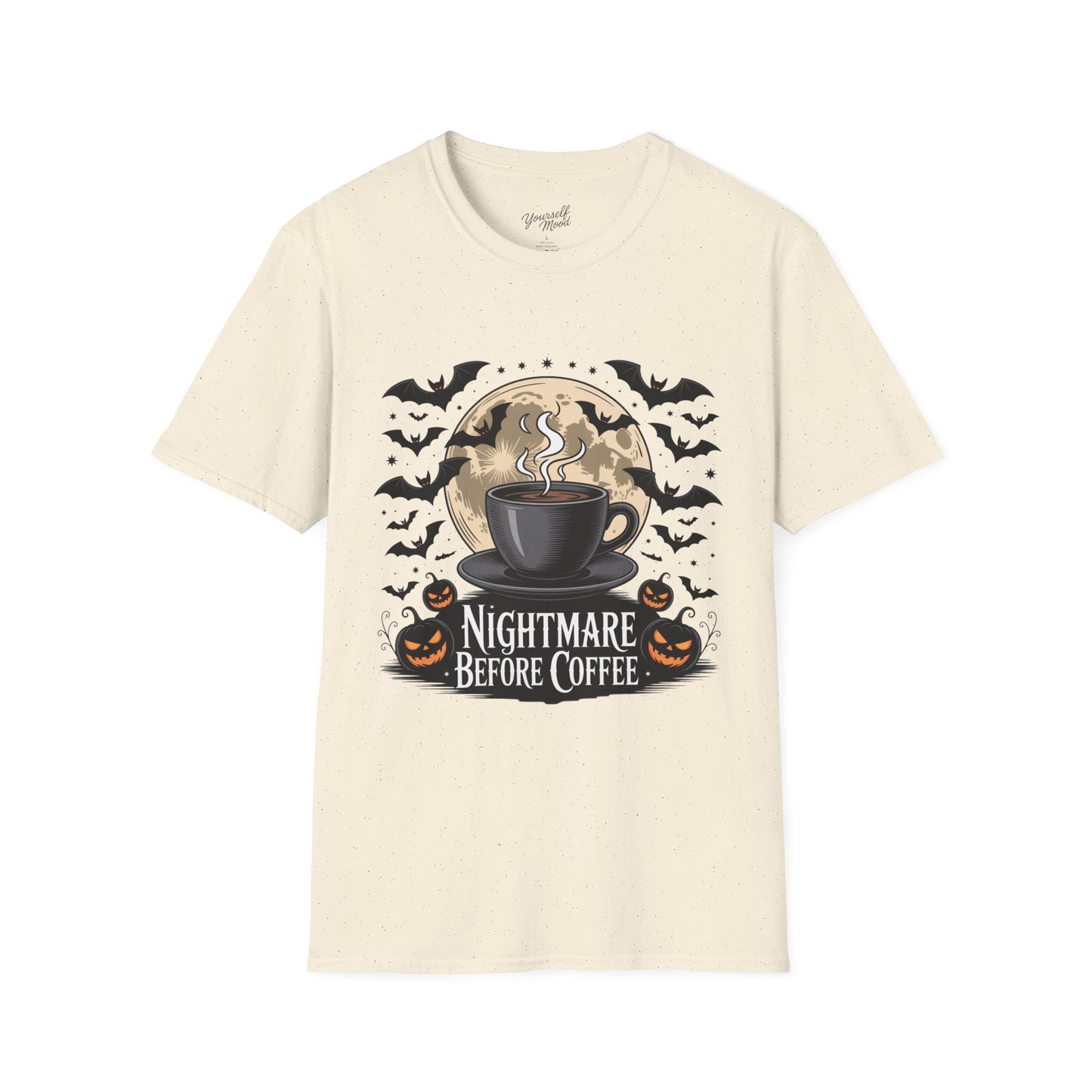 Nightmare Before Coffee T-Shirt, Unisex Softstyle Tee, Halloween Shirt, Coffee Lover Gift, Spooky Vibes Apparel