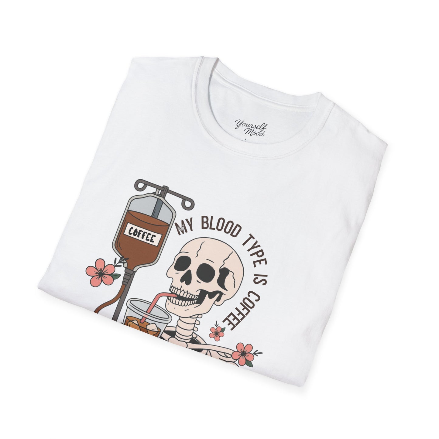 Coffee Lover Skeleton T-Shirt, Unisex Softstyle Tee, Halloween Outfit