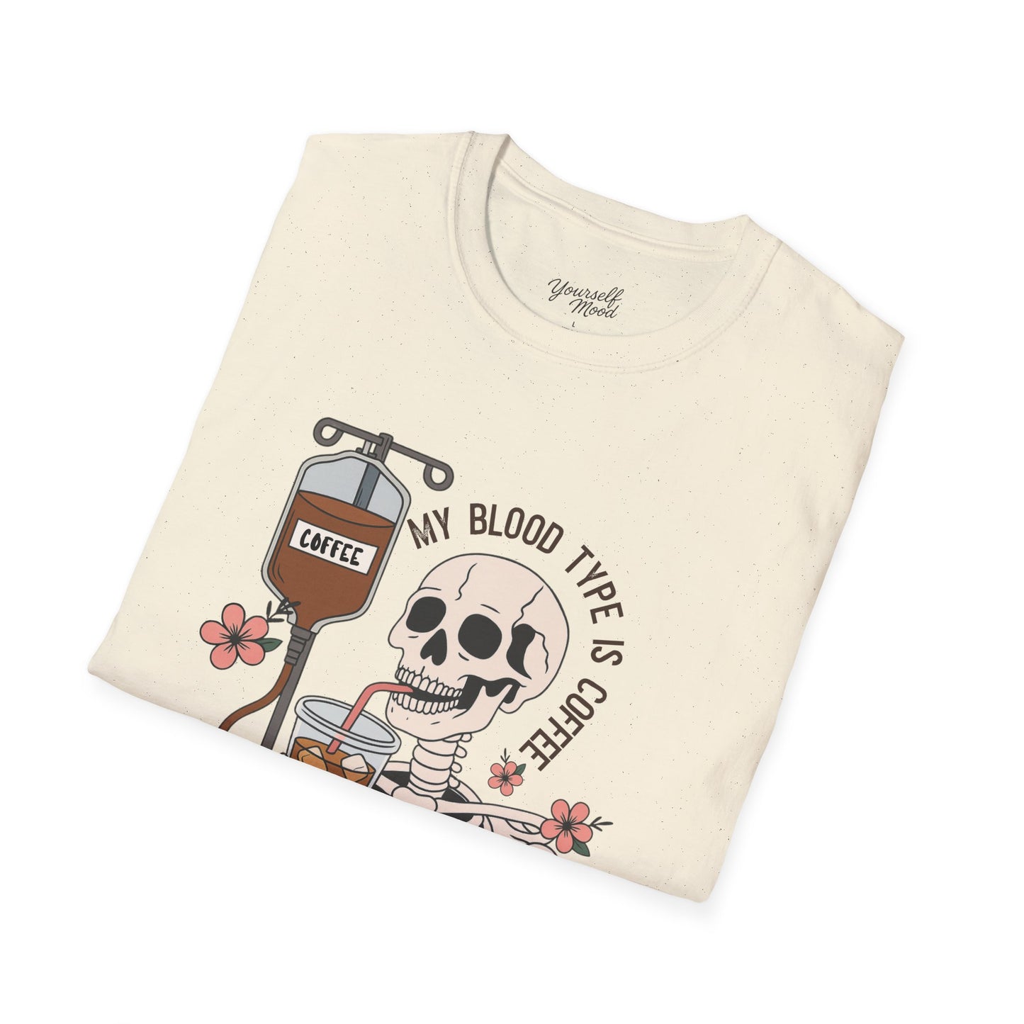 Coffee Lover Skeleton T-Shirt, Unisex Softstyle Tee, Halloween Outfit