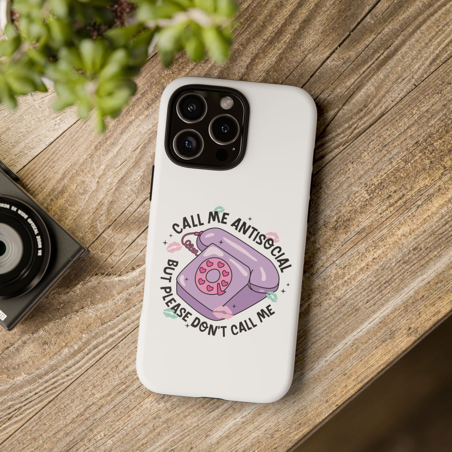 Phone Case — “Call Me Antisocial But Please Don’t Call Me” Cute Retro Telephone Design