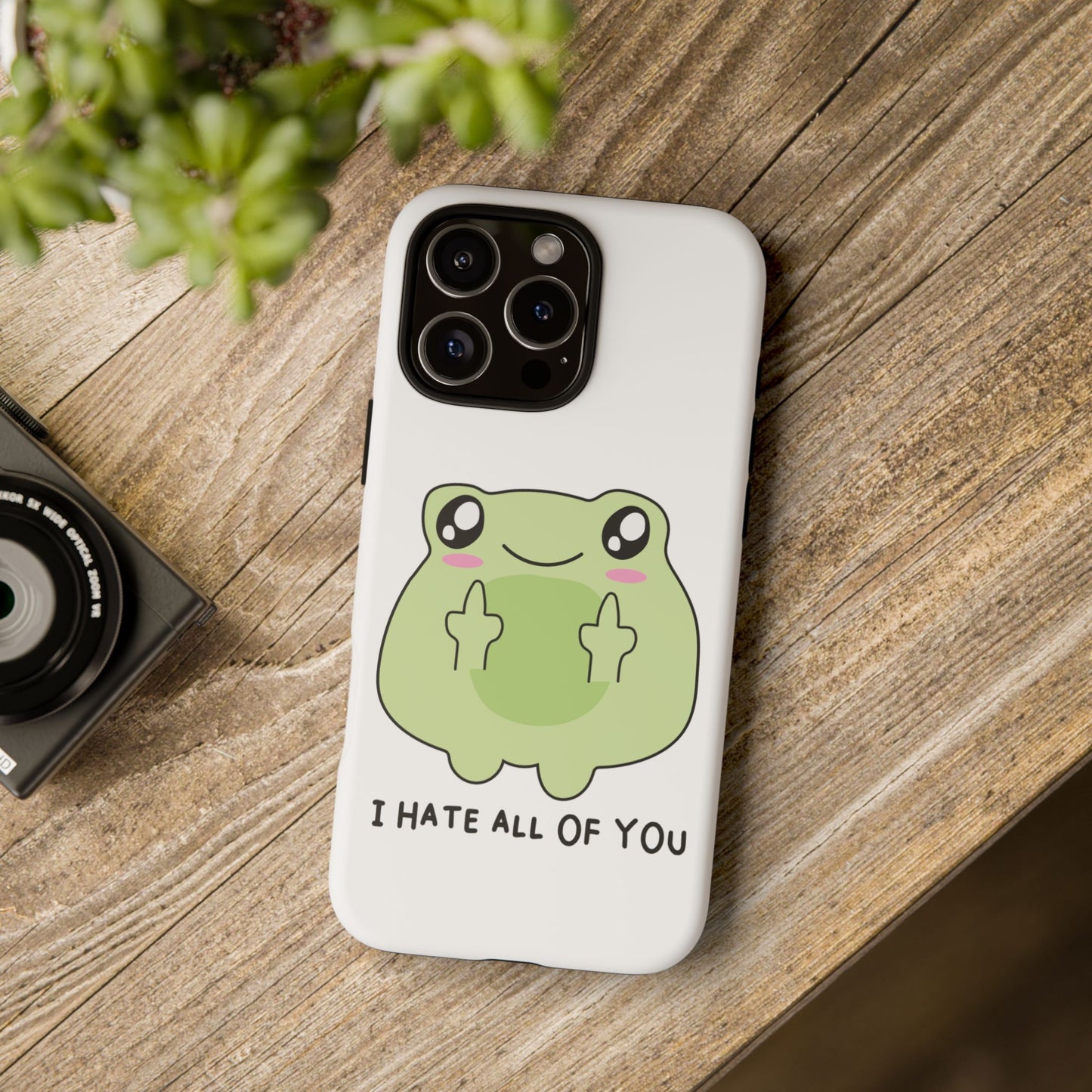Phone Case — Cute Frog Giving Middle Fingers "I Hate All Of You"