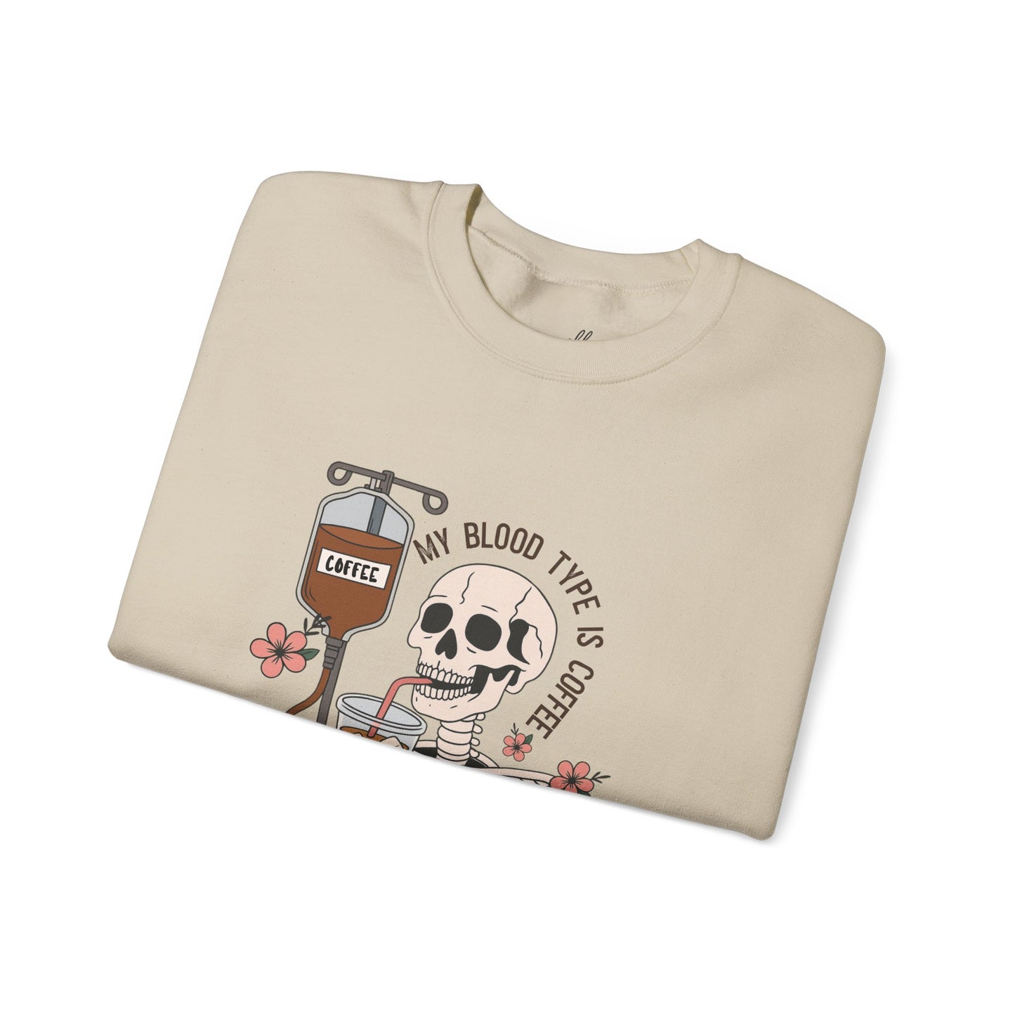 Coffee & Bones Skeleton Sweatshirt, Vintage Sweatshirt, Cute Halloween Sweatshirt