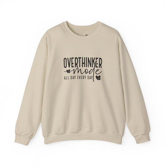 Overthinker Mode Crewneck Sweatshirt - Casual Wear, Unisex Fashion