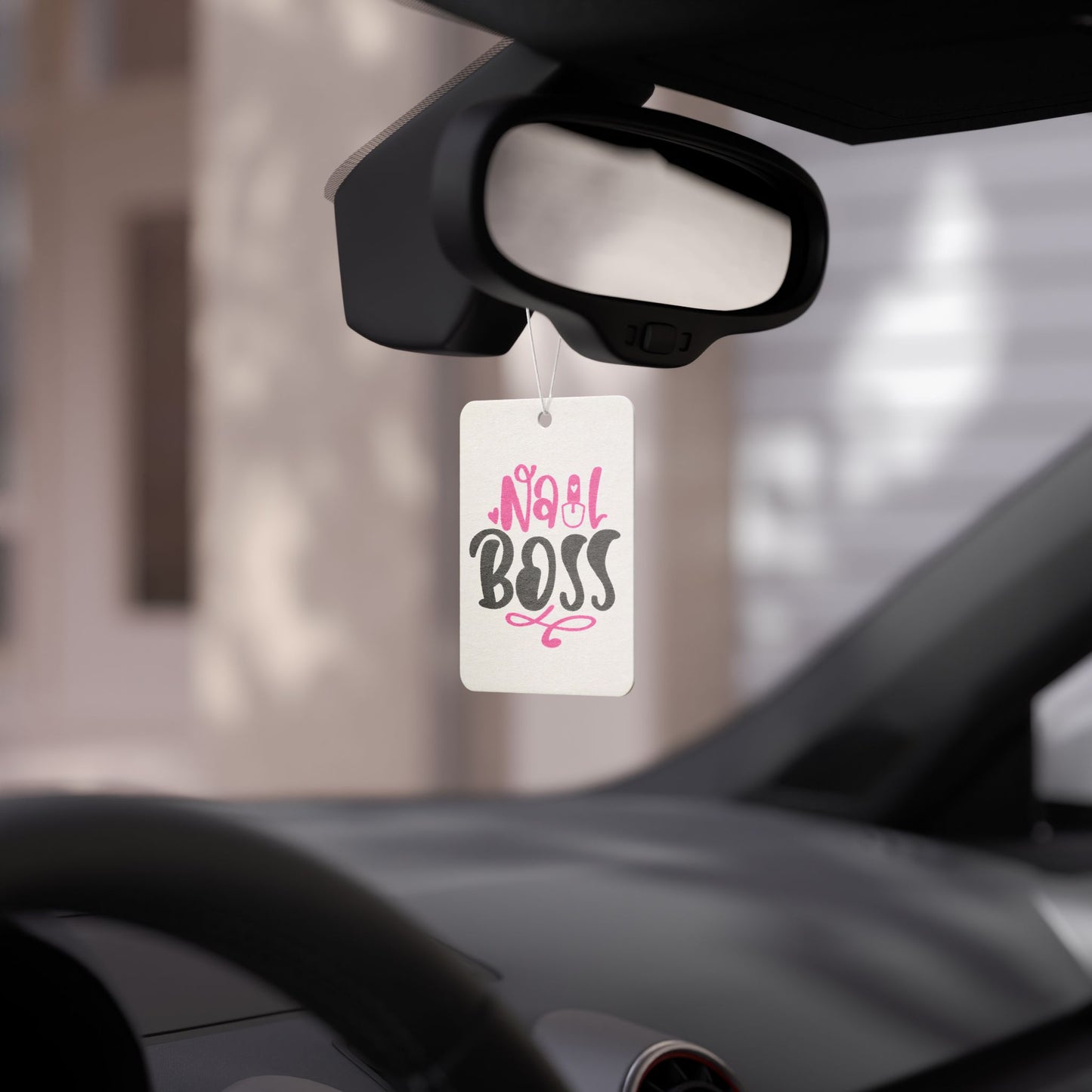 Car Air Freshener — "Nail Boss" Pink & Black Scented Ornament for Nail Technicians, Salon Gift