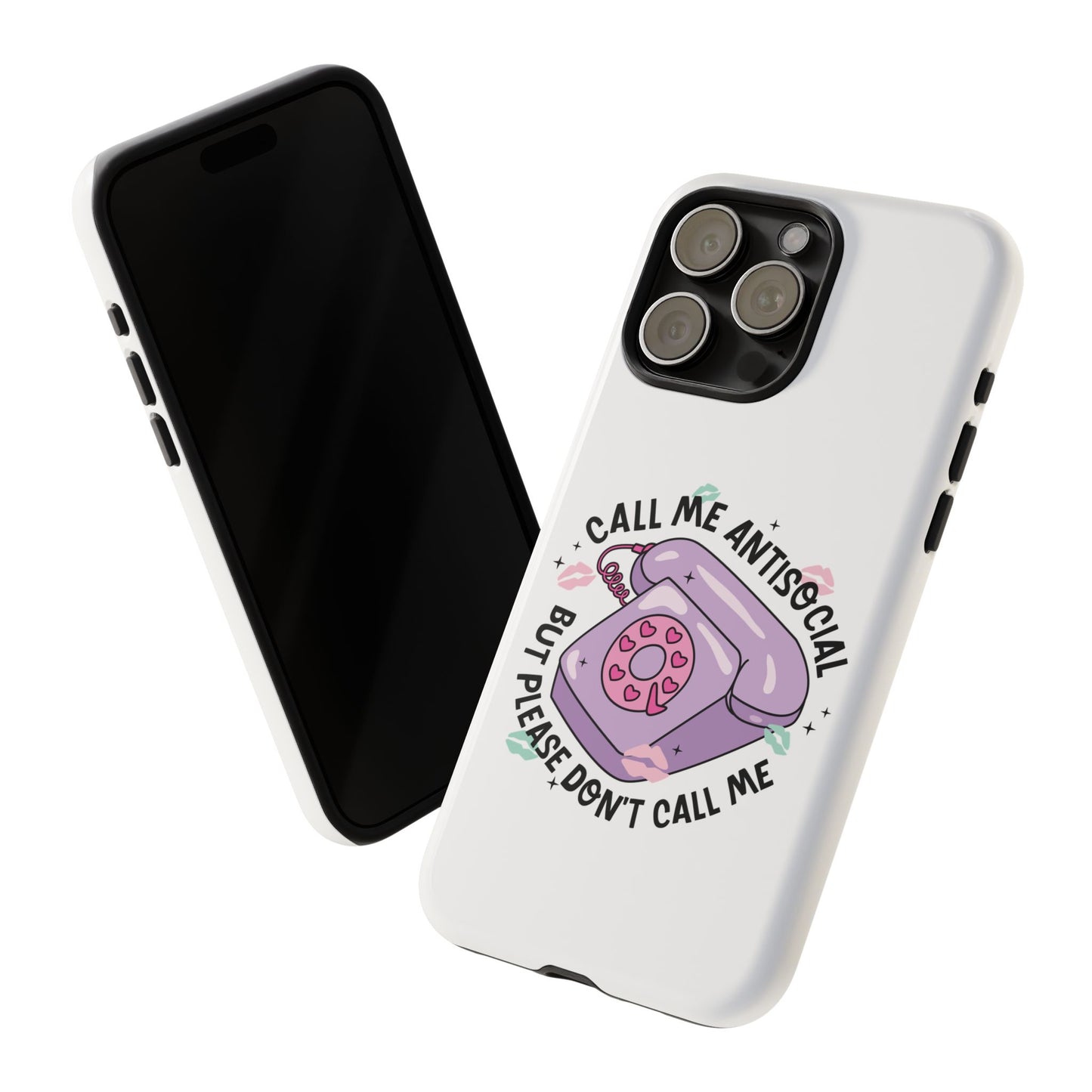 Phone Case — “Call Me Antisocial But Please Don’t Call Me” Cute Retro Telephone Design