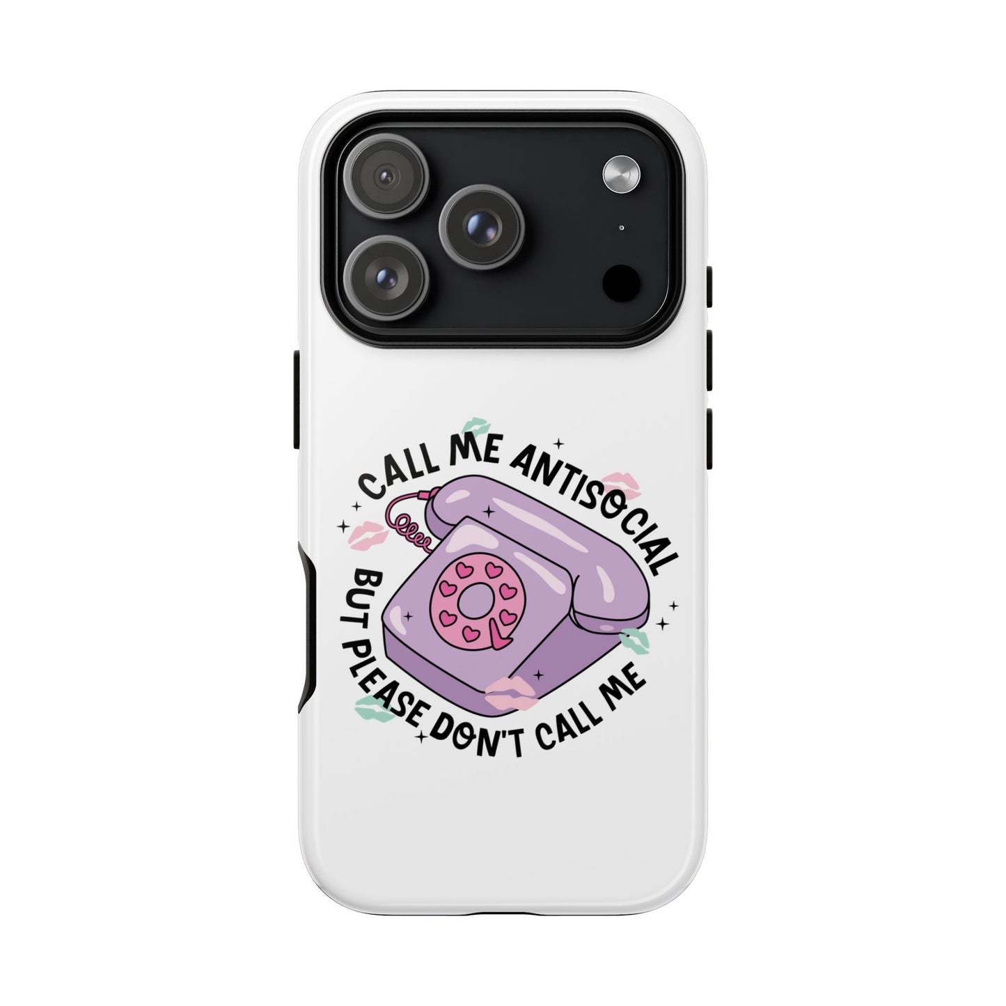 Phone Case — “Call Me Antisocial But Please Don’t Call Me” Cute Retro Telephone Design