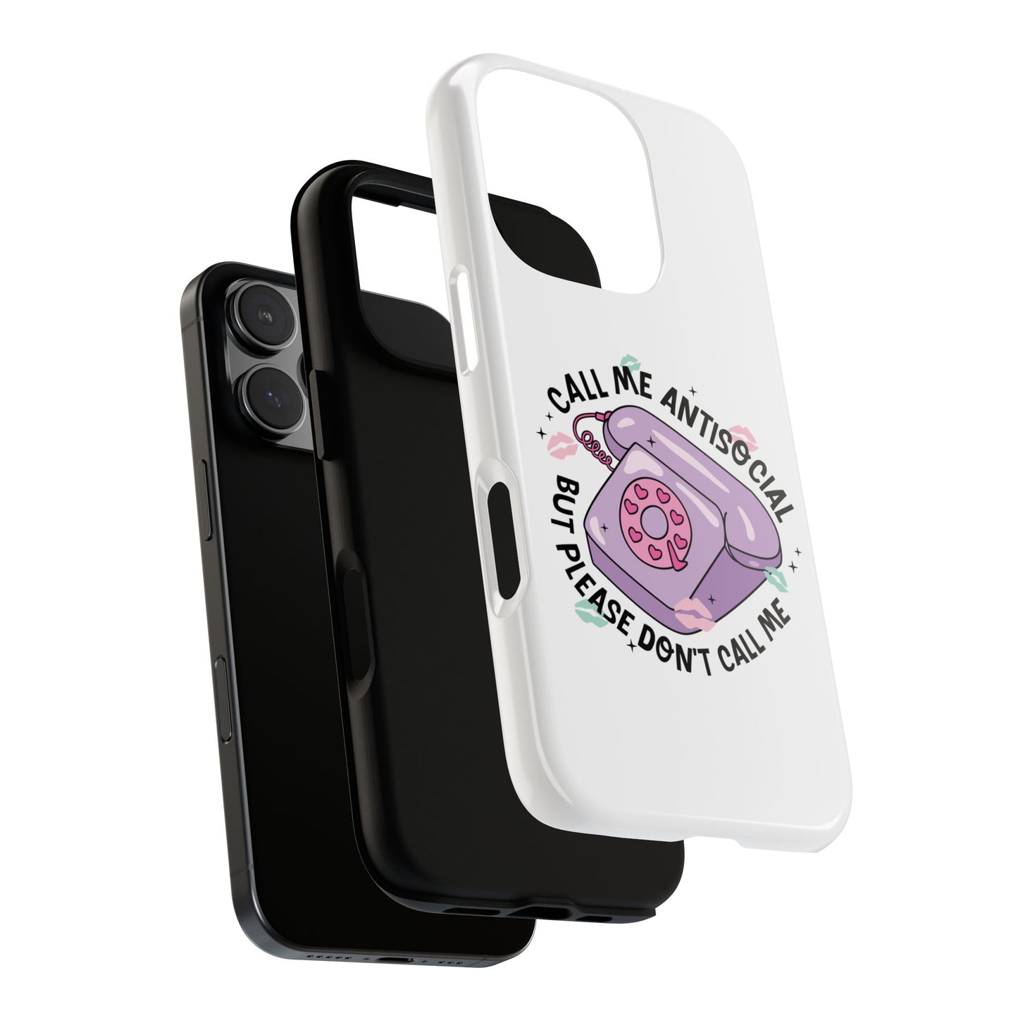 Phone Case — “Call Me Antisocial But Please Don’t Call Me” Cute Retro Telephone Design