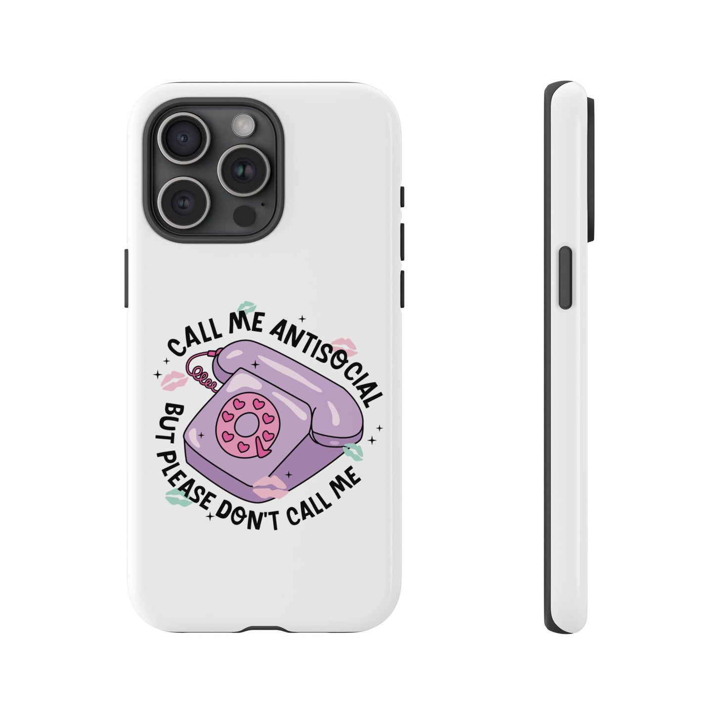 Phone Case — “Call Me Antisocial But Please Don’t Call Me” Cute Retro Telephone Design