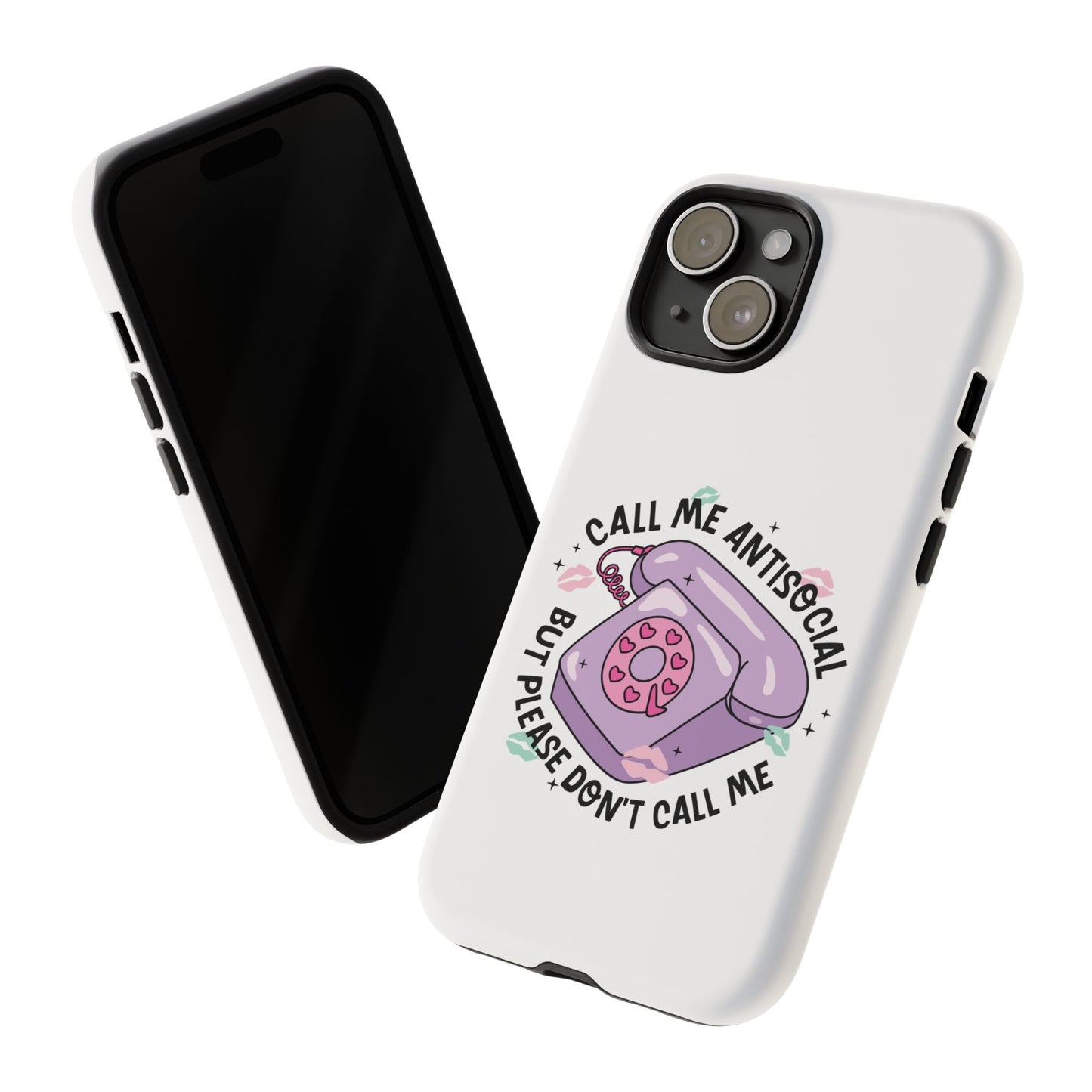 Phone Case — “Call Me Antisocial But Please Don’t Call Me” Cute Retro Telephone Design
