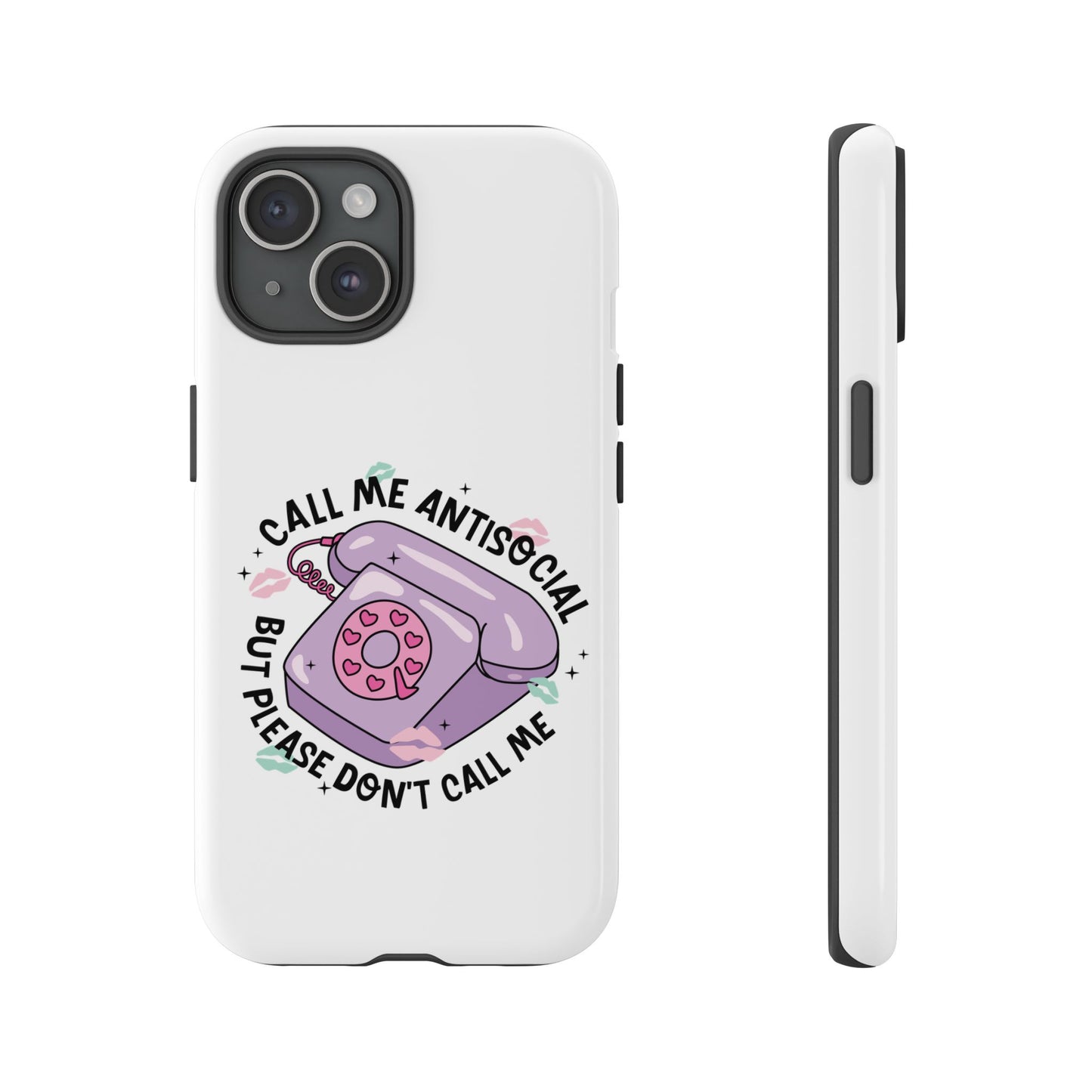 Phone Case — “Call Me Antisocial But Please Don’t Call Me” Cute Retro Telephone Design