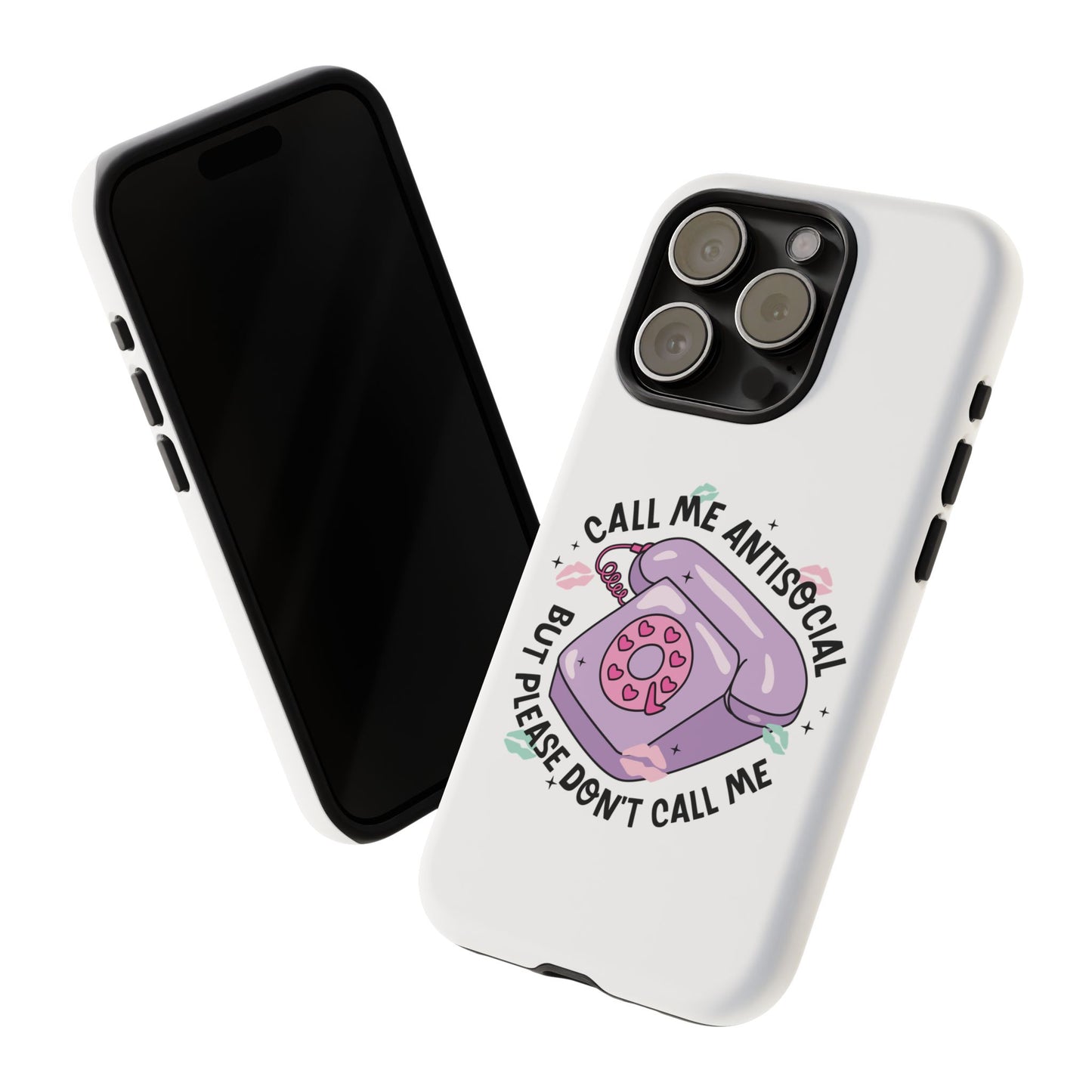 Phone Case — “Call Me Antisocial But Please Don’t Call Me” Cute Retro Telephone Design
