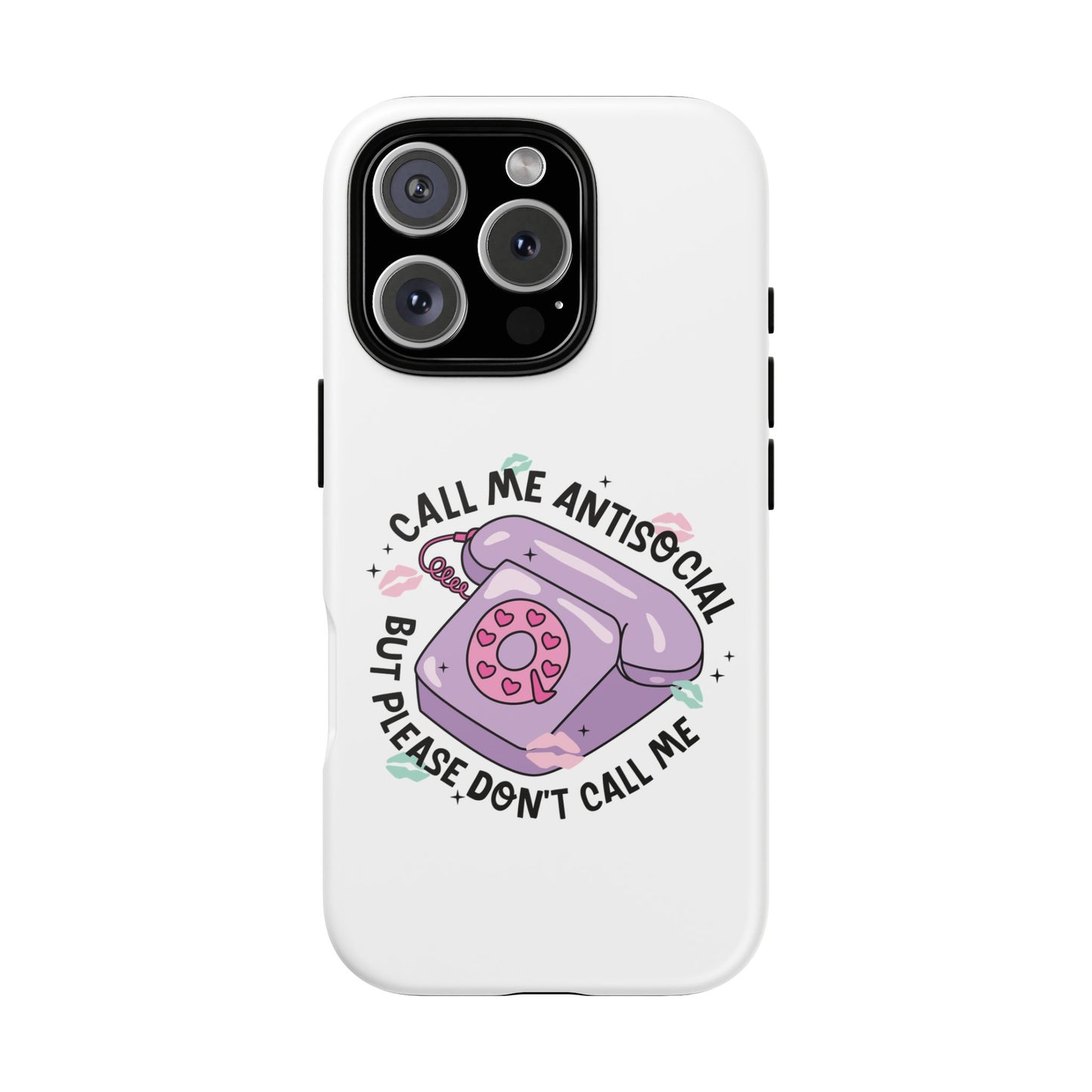 Phone Case — “Call Me Antisocial But Please Don’t Call Me” Cute Retro Telephone Design
