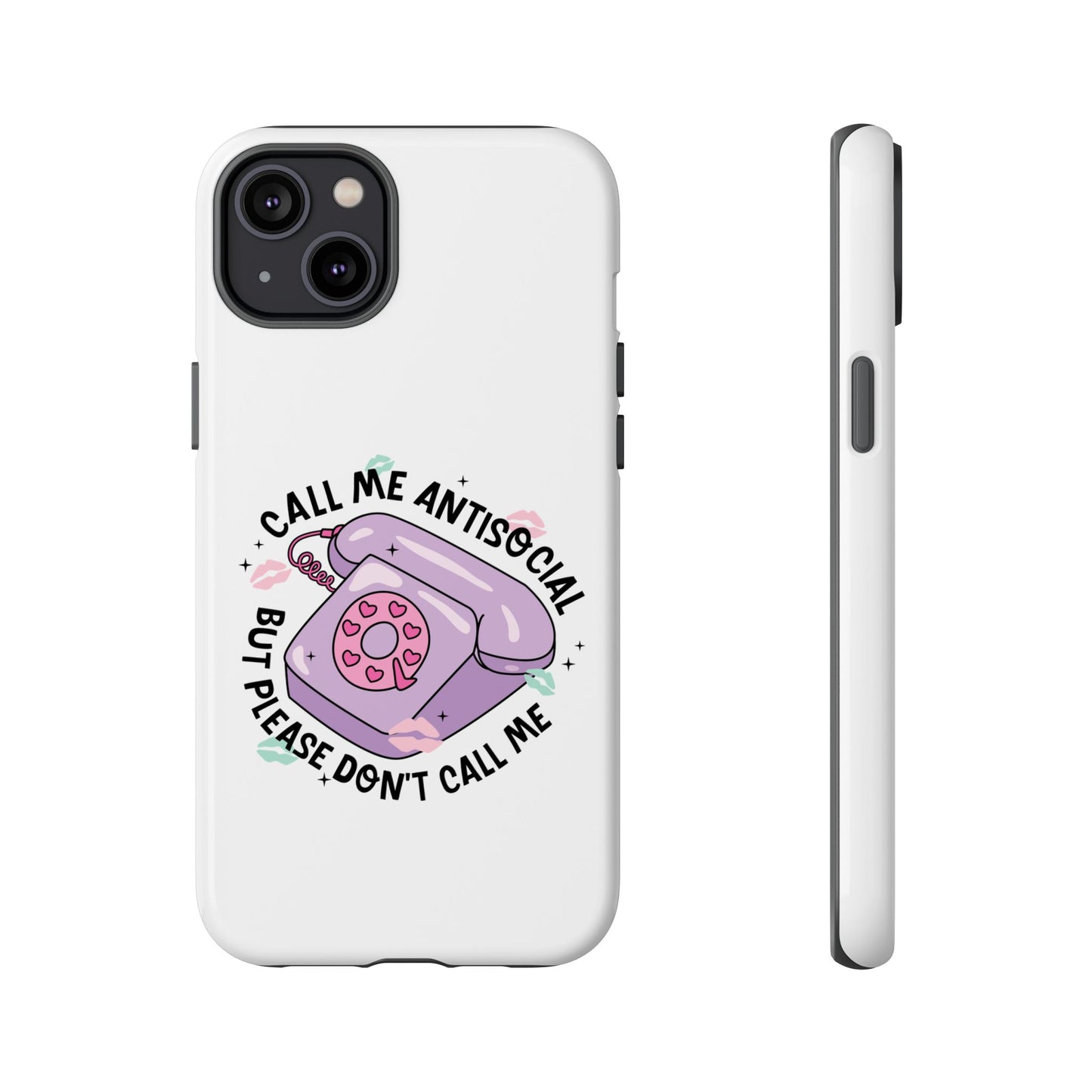 Phone Case — “Call Me Antisocial But Please Don’t Call Me” Cute Retro Telephone Design