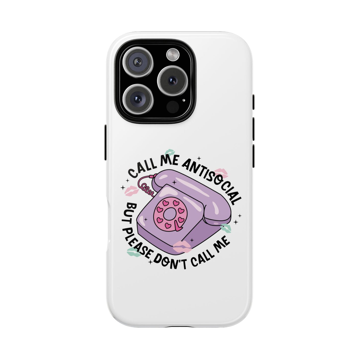 Phone Case — “Call Me Antisocial But Please Don’t Call Me” Cute Retro Telephone Design