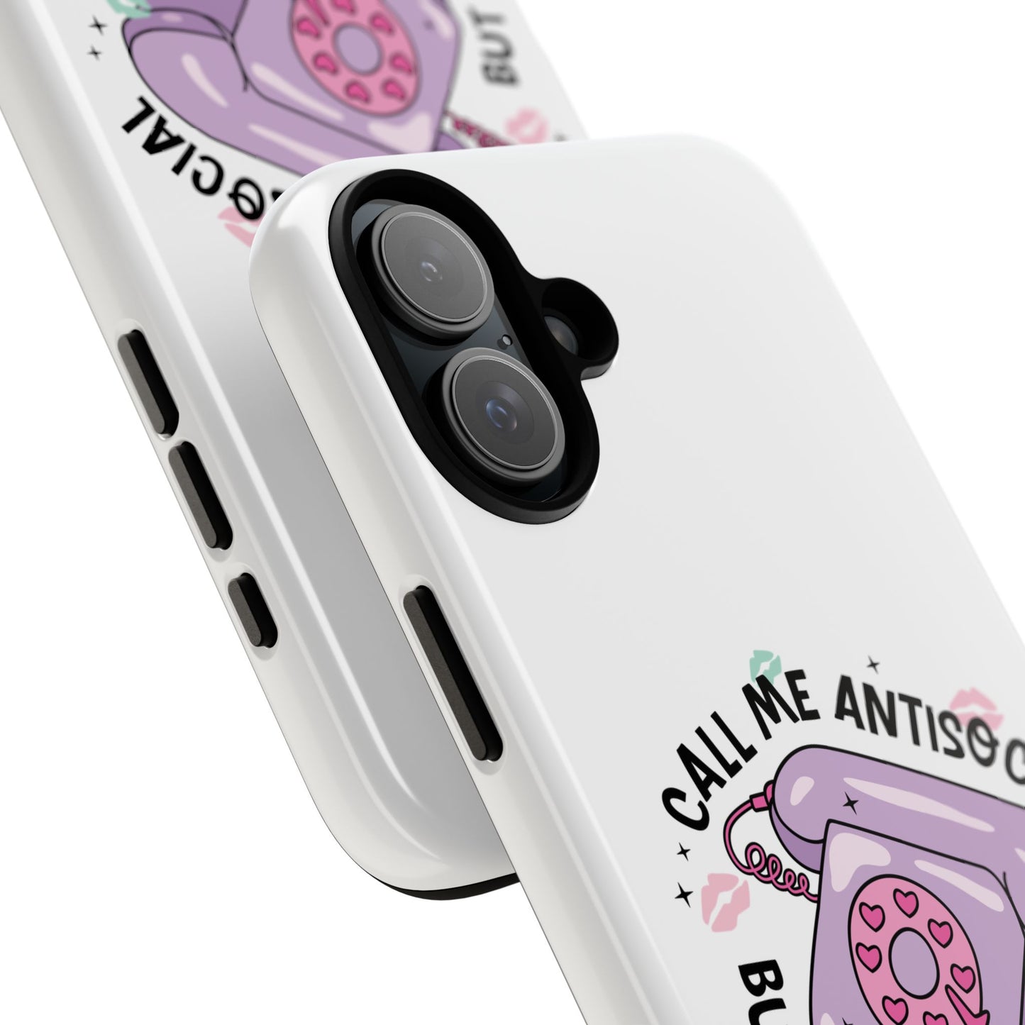 Phone Case — “Call Me Antisocial But Please Don’t Call Me” Cute Retro Telephone Design