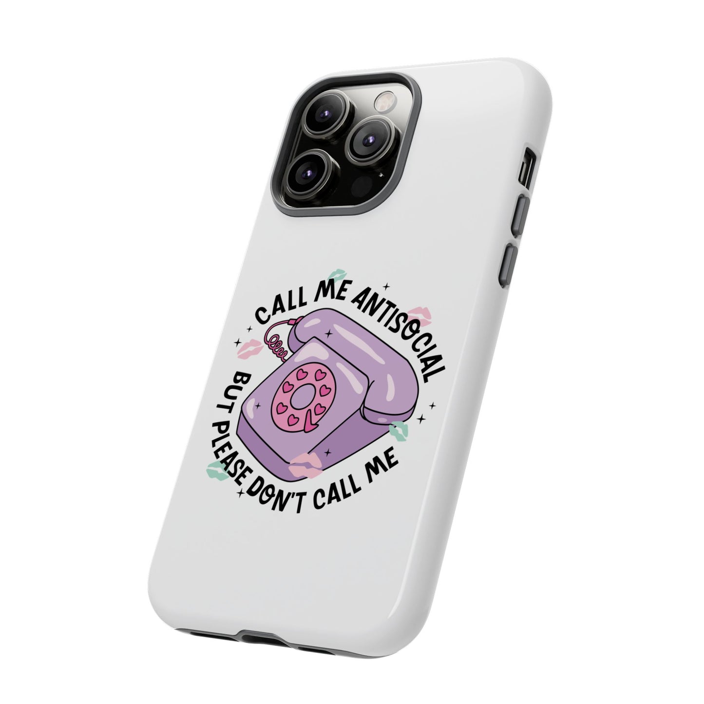 Phone Case — “Call Me Antisocial But Please Don’t Call Me” Cute Retro Telephone Design