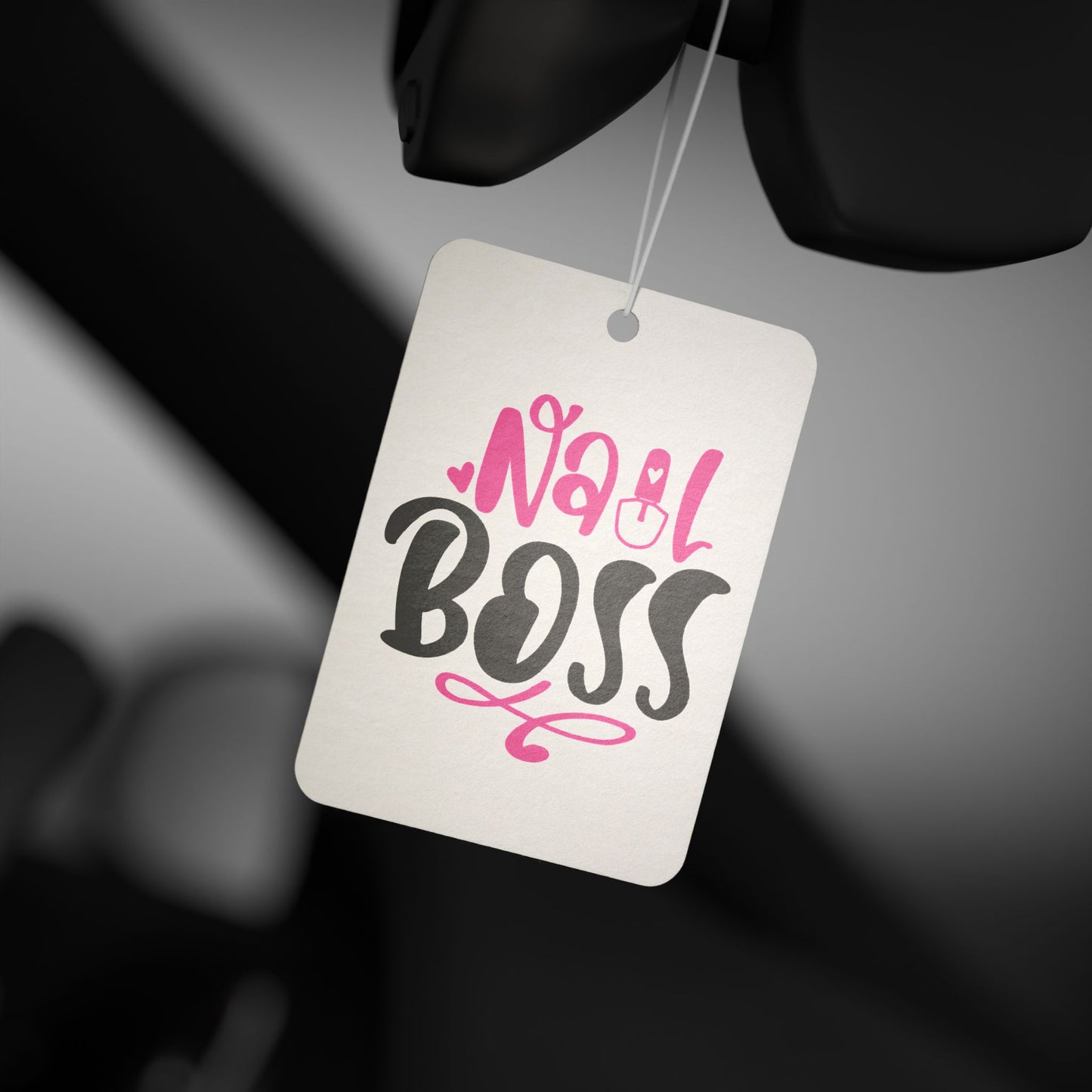 Car Air Freshener — "Nail Boss" Pink & Black Scented Ornament for Nail Technicians, Salon Gift