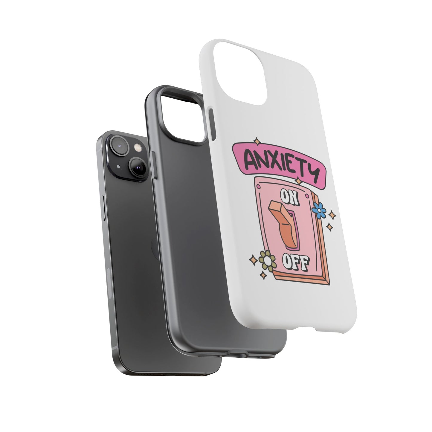 Anxiety On/Off Phone Case — Cute Pink Switch Mental Health Phone Cover