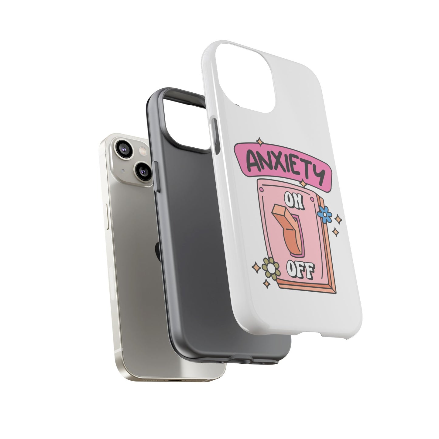 Anxiety On/Off Phone Case — Cute Pink Switch Mental Health Phone Cover