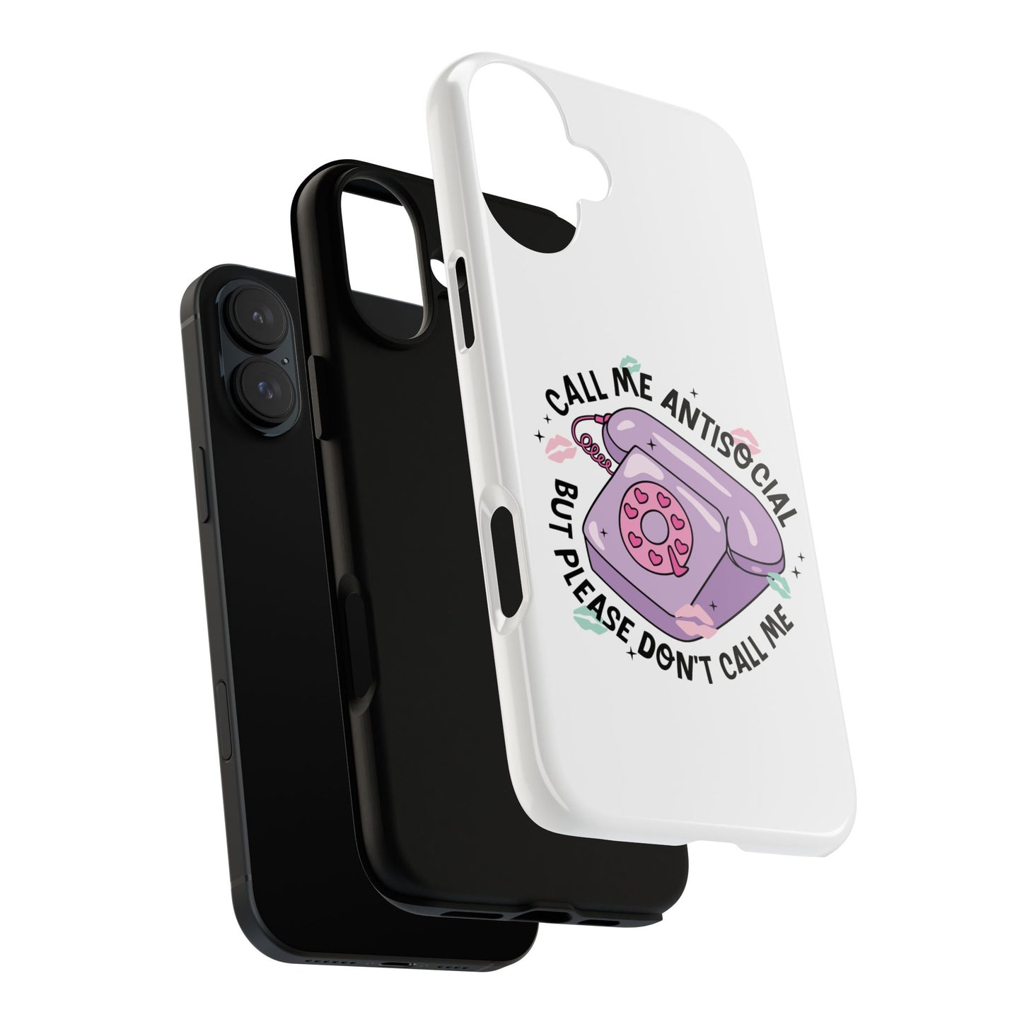 Phone Case — “Call Me Antisocial But Please Don’t Call Me” Cute Retro Telephone Design