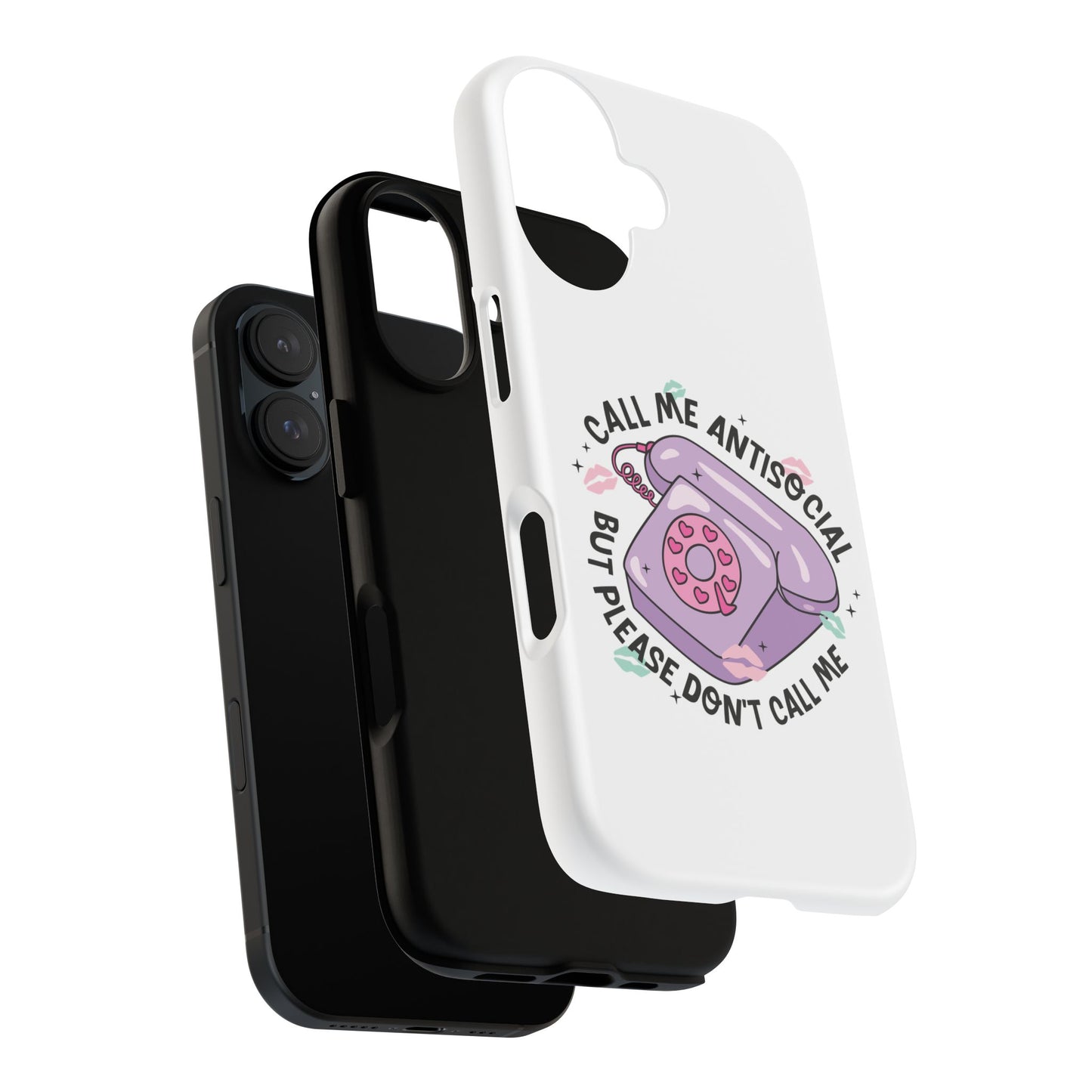 Phone Case — “Call Me Antisocial But Please Don’t Call Me” Cute Retro Telephone Design
