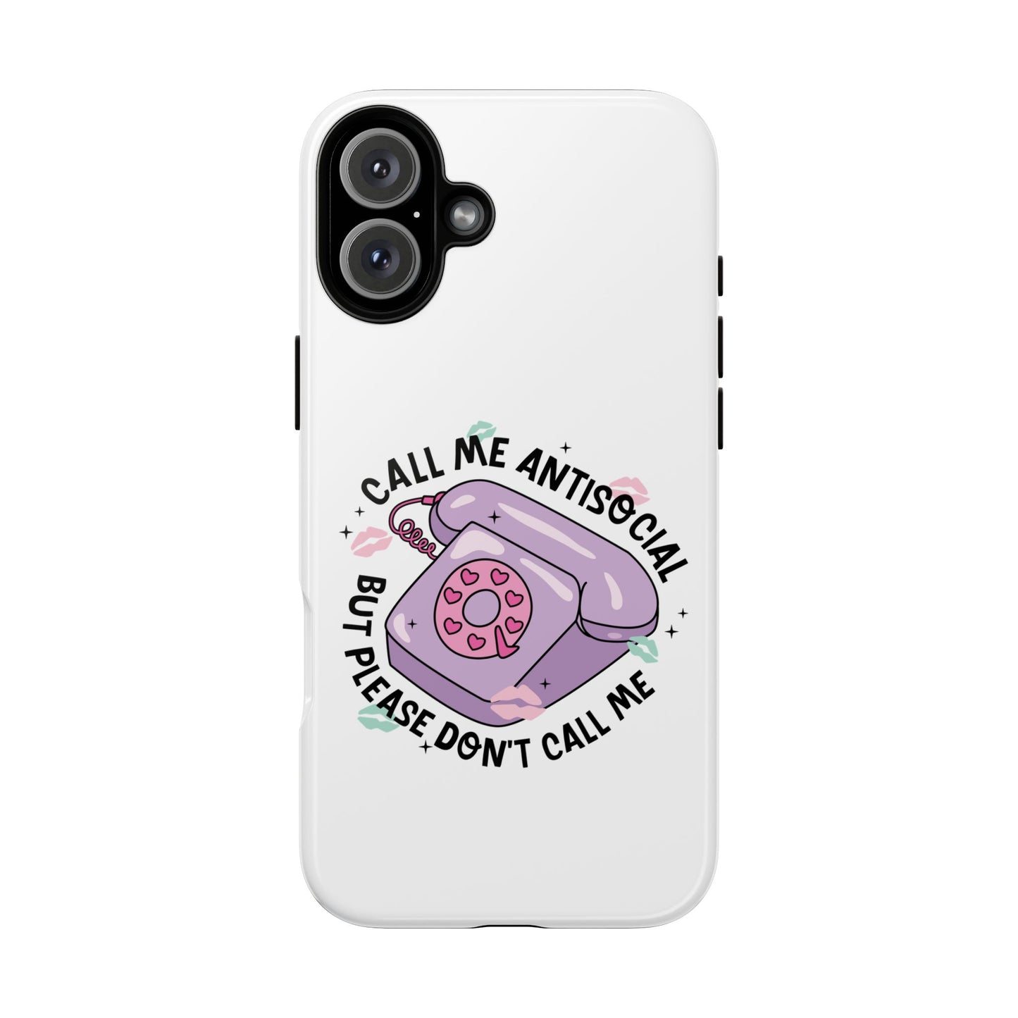 Phone Case — “Call Me Antisocial But Please Don’t Call Me” Cute Retro Telephone Design
