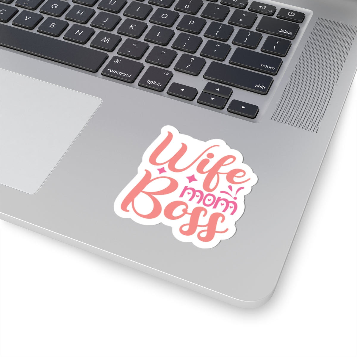 Wife Mom Boss Kiss-Cut Sticker – Pink Script Motivational Decal for Moms