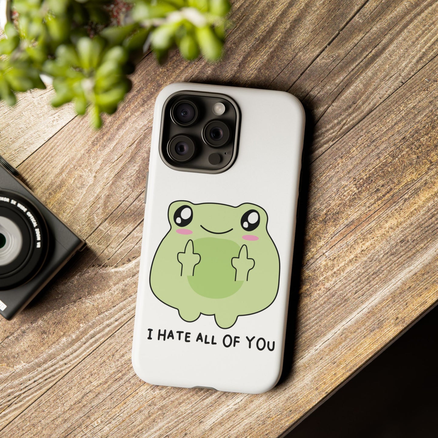 Phone Case — Cute Frog Giving Middle Fingers "I Hate All Of You"
