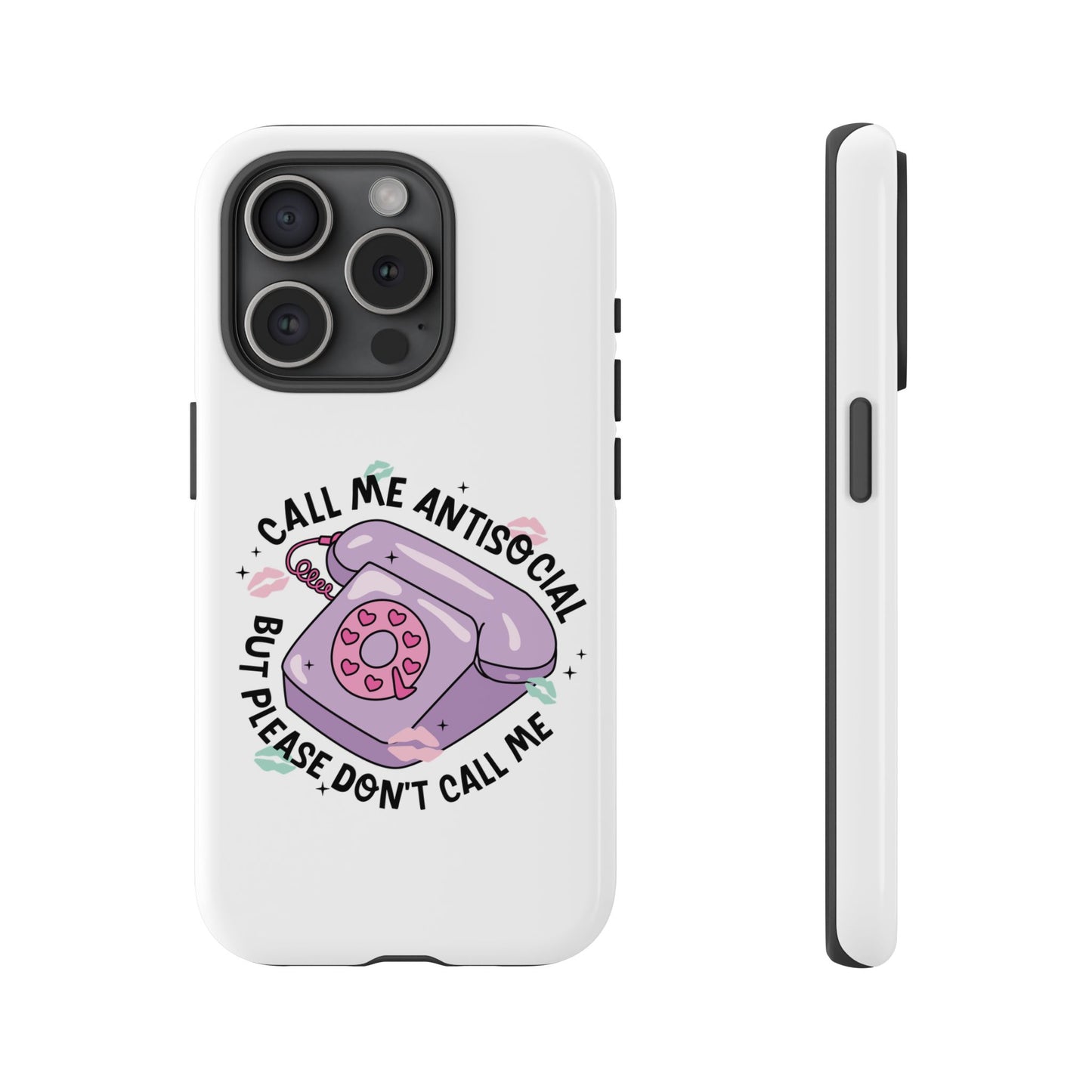Phone Case — “Call Me Antisocial But Please Don’t Call Me” Cute Retro Telephone Design