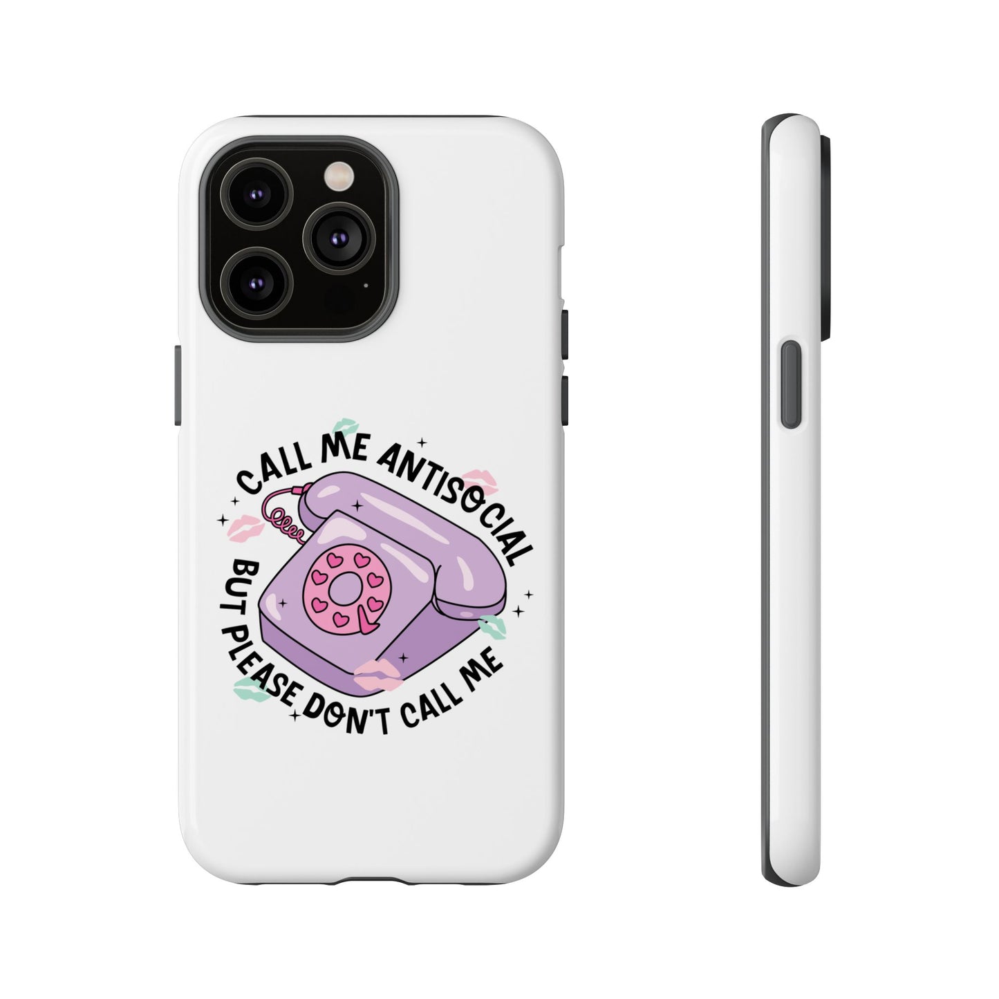 Phone Case — “Call Me Antisocial But Please Don’t Call Me” Cute Retro Telephone Design