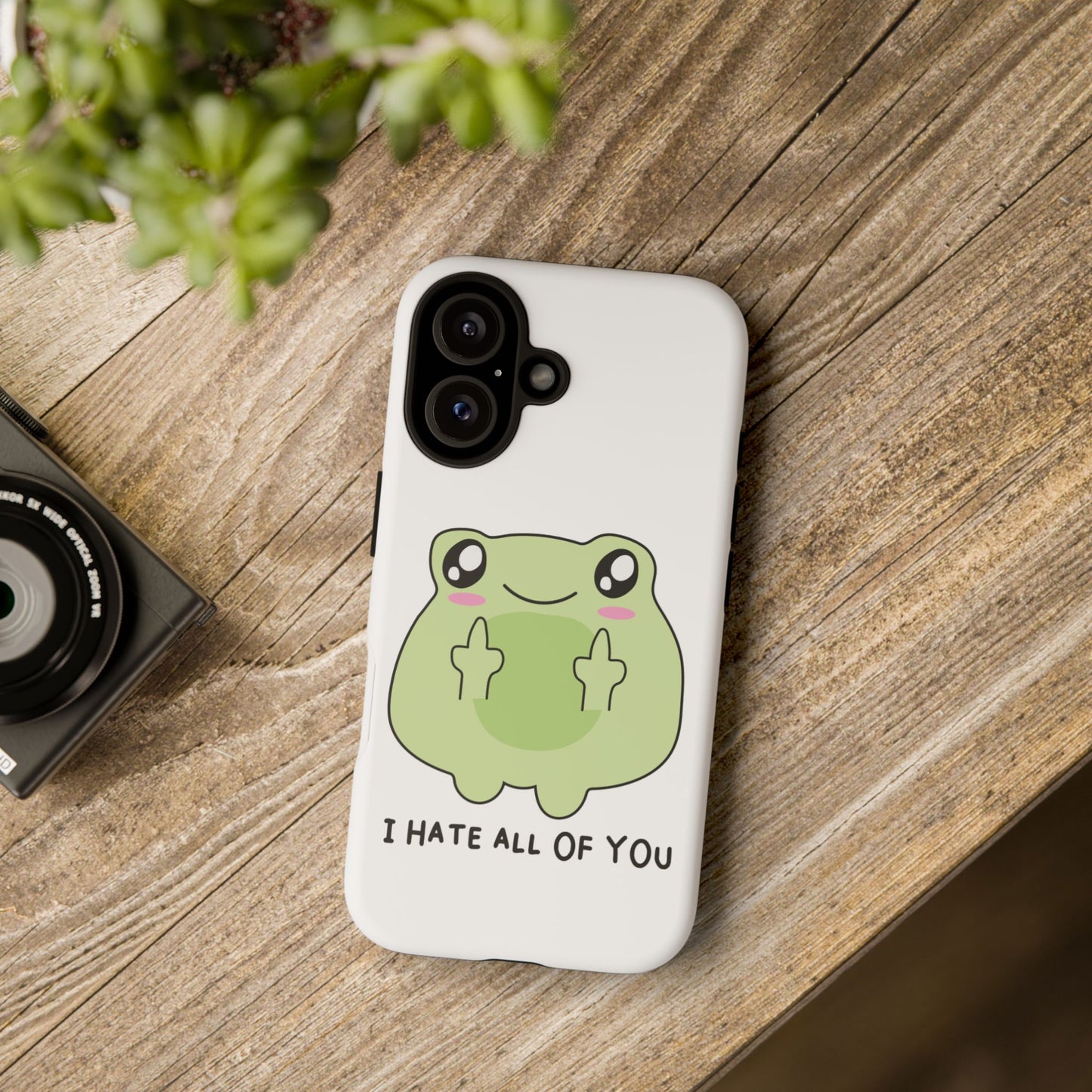 Phone Case — Cute Frog Giving Middle Fingers "I Hate All Of You"