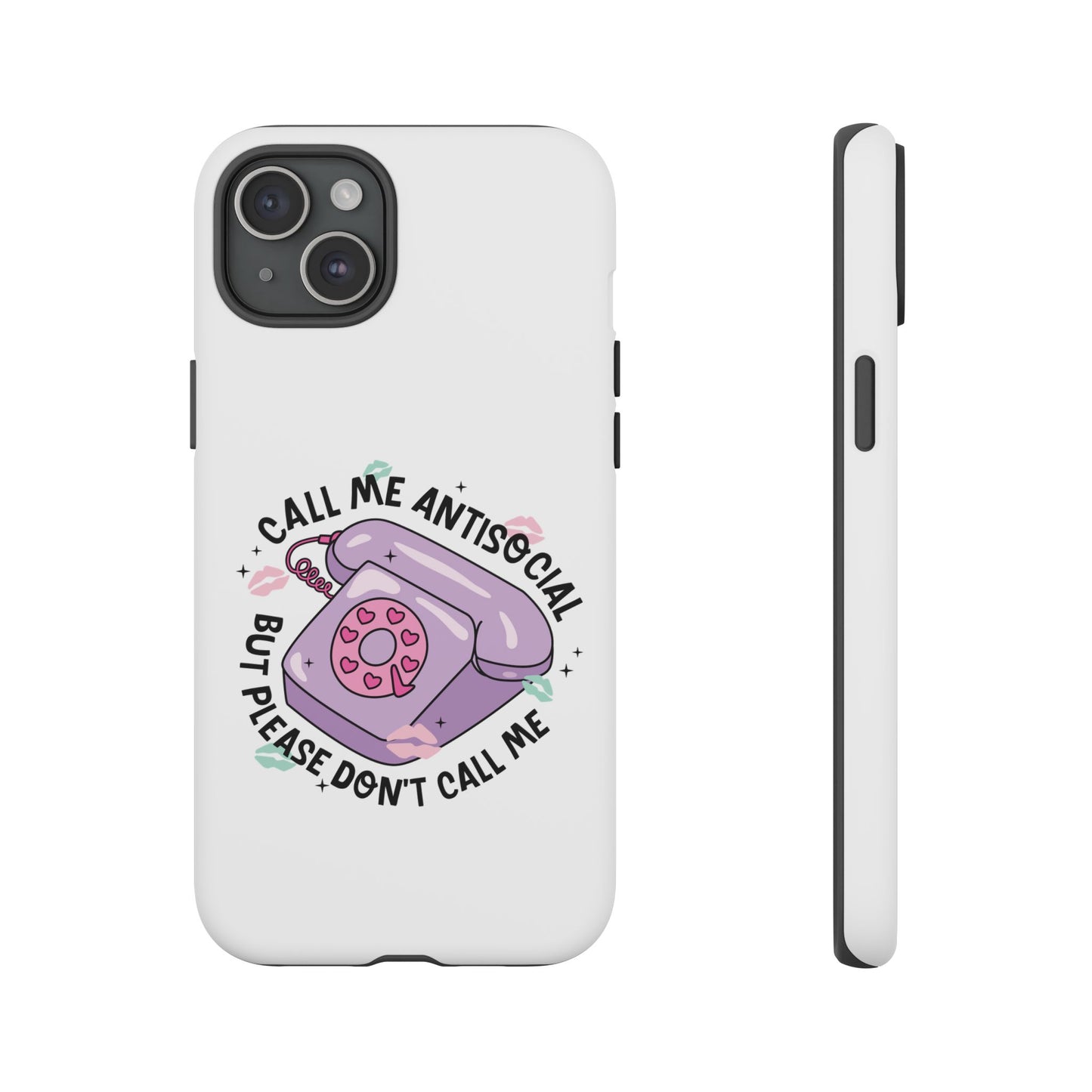 Phone Case — “Call Me Antisocial But Please Don’t Call Me” Cute Retro Telephone Design