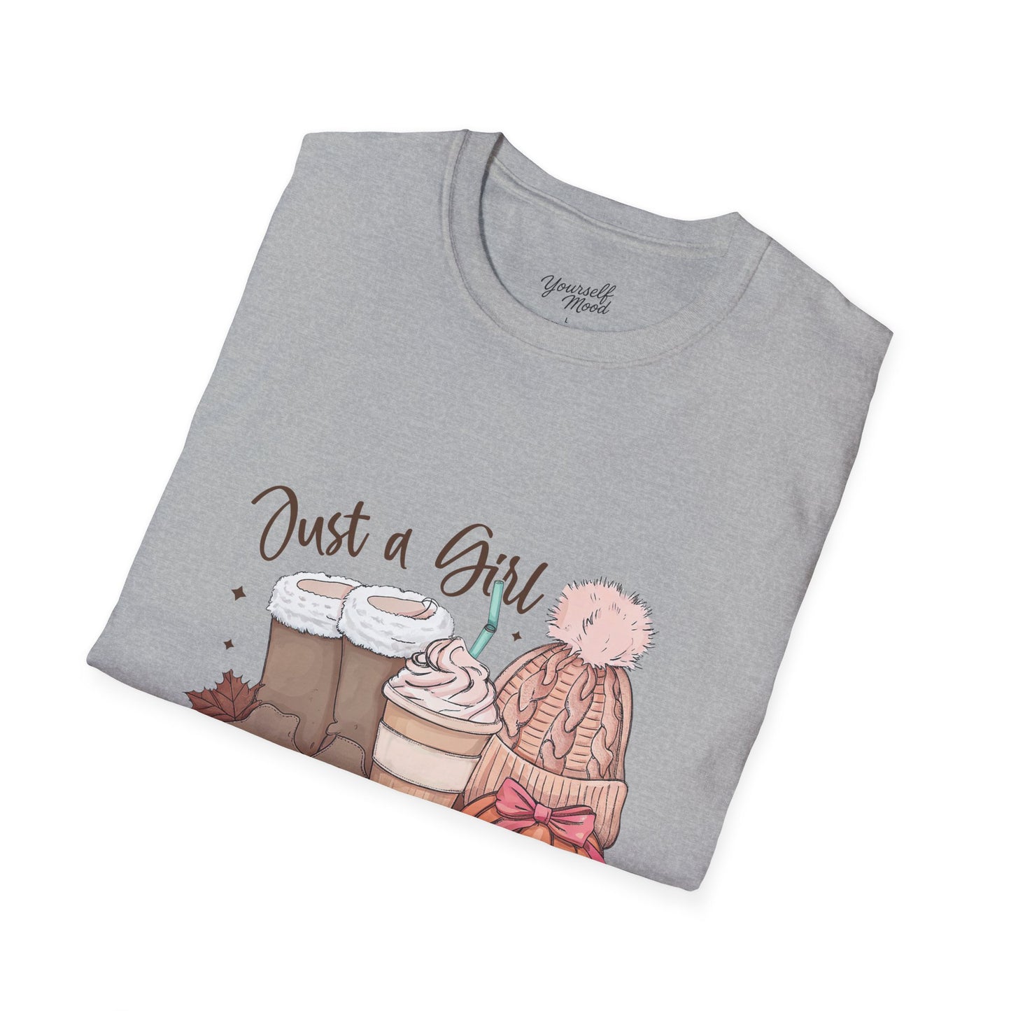 "Just a Girl Who Loves Fall" Softstyle T-Shirt, Tee Seasonal Fashion, Gift for, Halloween Celebration Wear