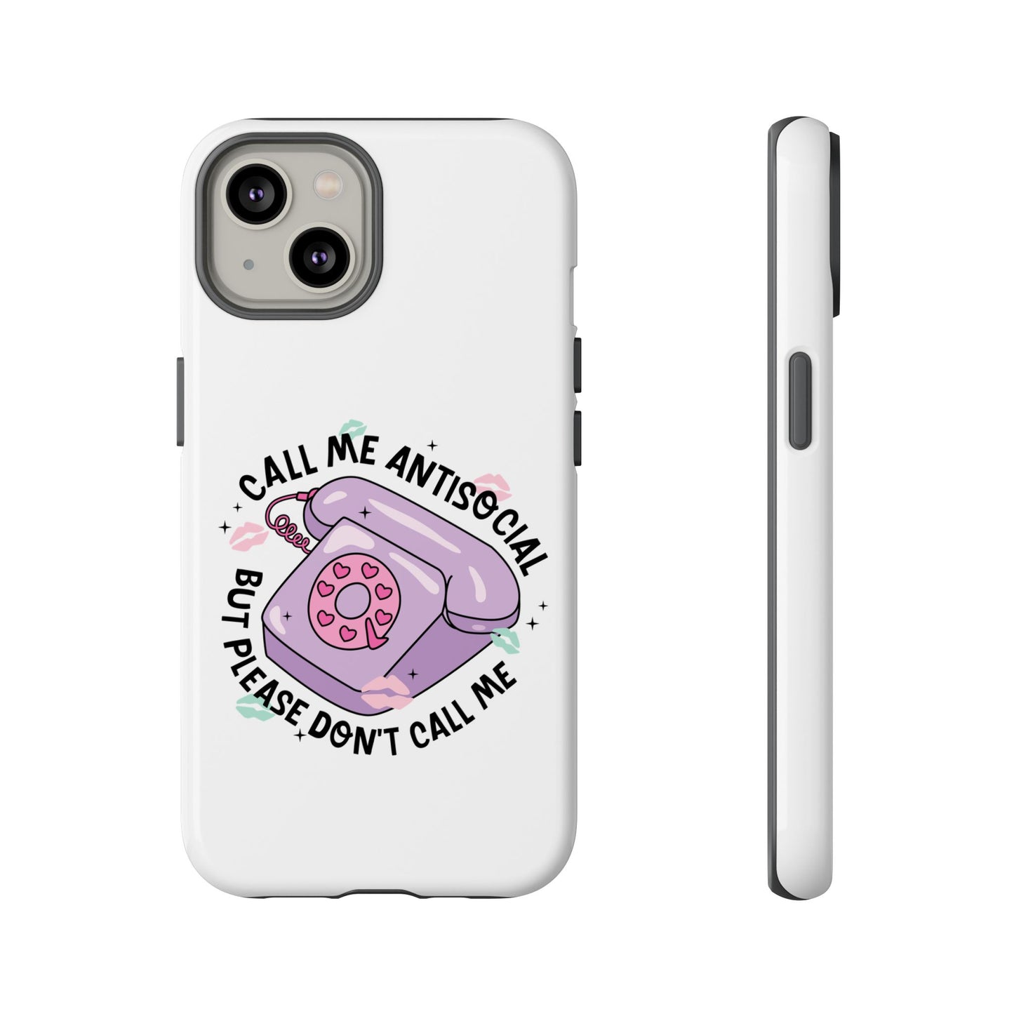 Phone Case — “Call Me Antisocial But Please Don’t Call Me” Cute Retro Telephone Design