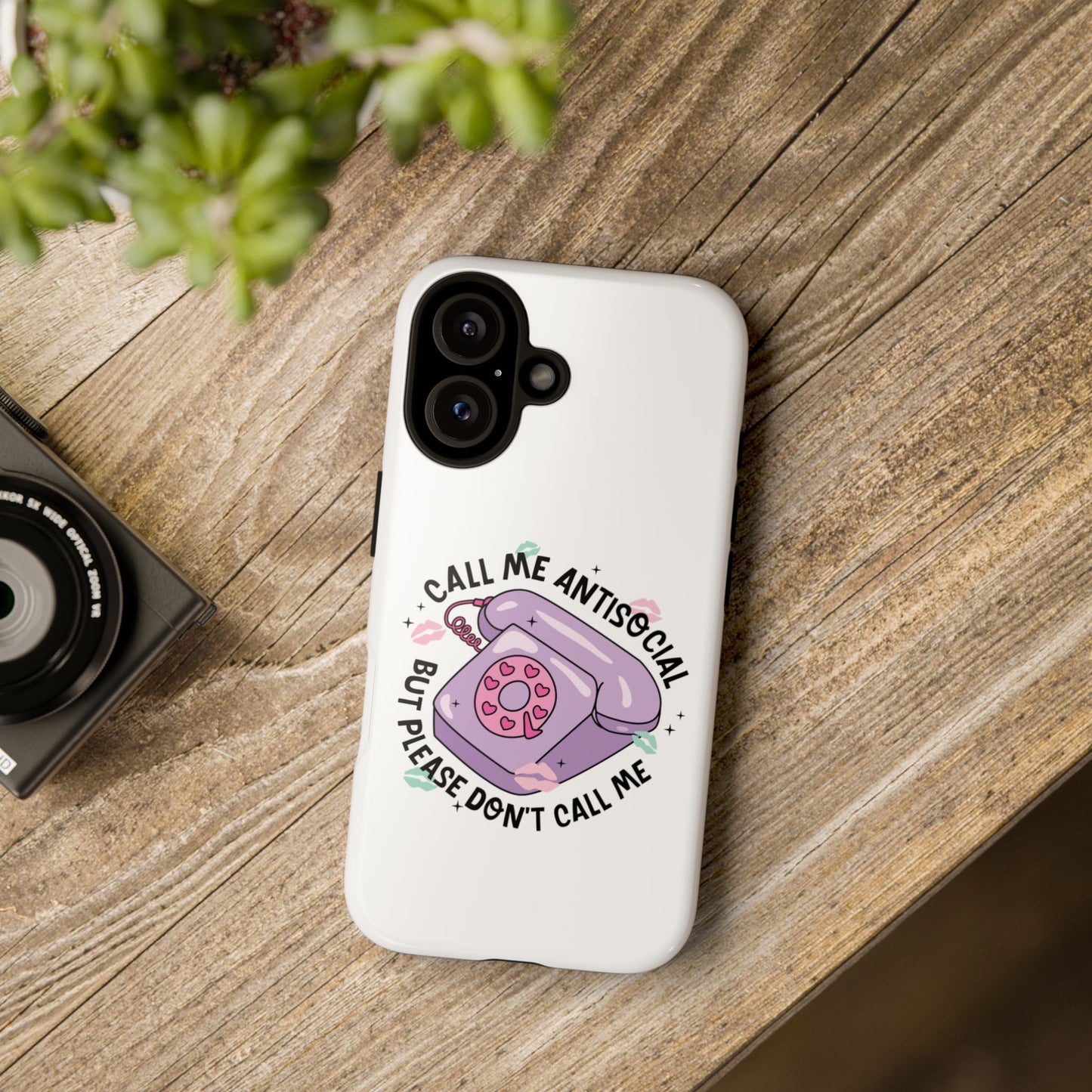 Phone Case — “Call Me Antisocial But Please Don’t Call Me” Cute Retro Telephone Design