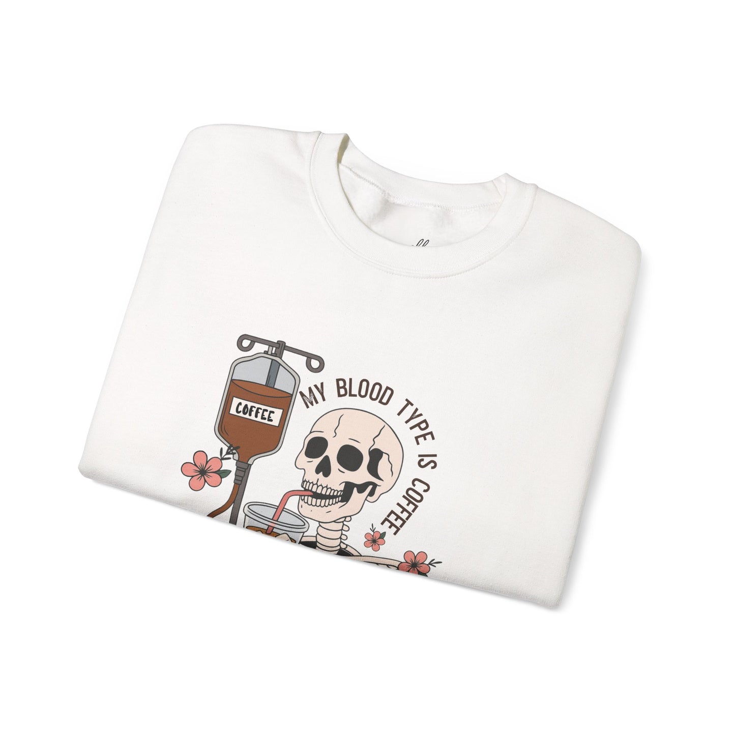 Coffee & Bones Skeleton Sweatshirt, Vintage Sweatshirt, Cute Halloween Sweatshirt