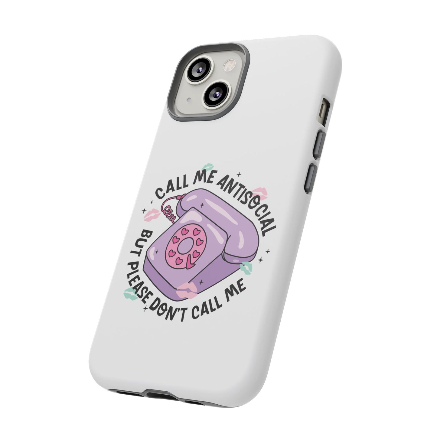Phone Case — “Call Me Antisocial But Please Don’t Call Me” Cute Retro Telephone Design