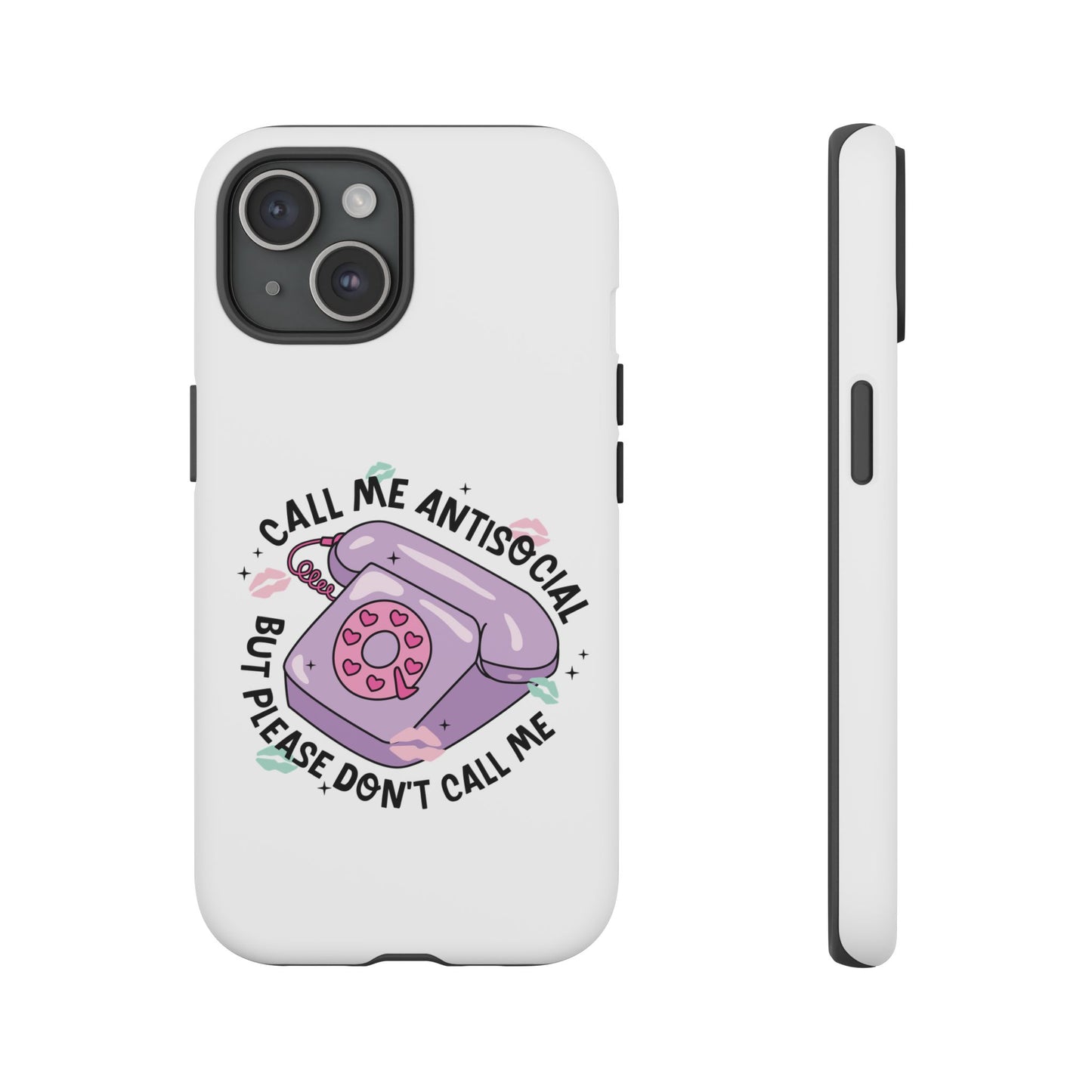 Phone Case — “Call Me Antisocial But Please Don’t Call Me” Cute Retro Telephone Design