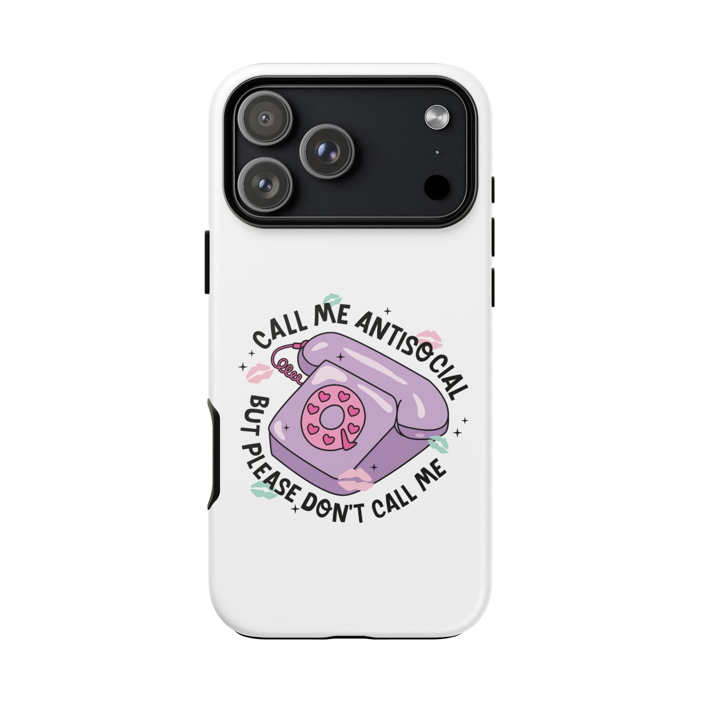 Phone Case — “Call Me Antisocial But Please Don’t Call Me” Cute Retro Telephone Design