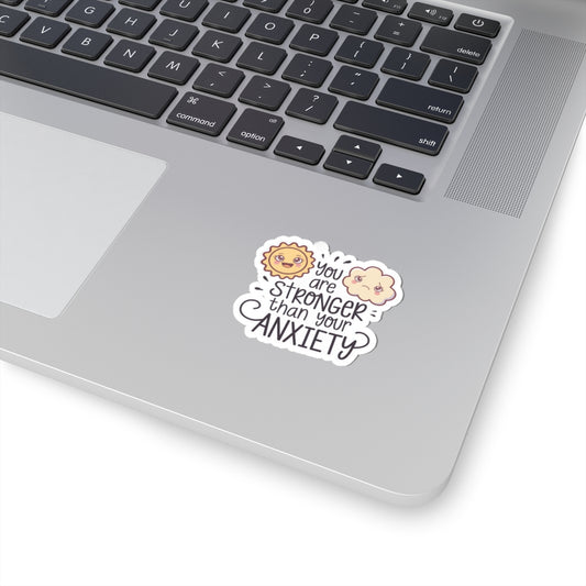 Sticker — You Are Stronger Than Your Anxiety Motivational Sun & Cloud