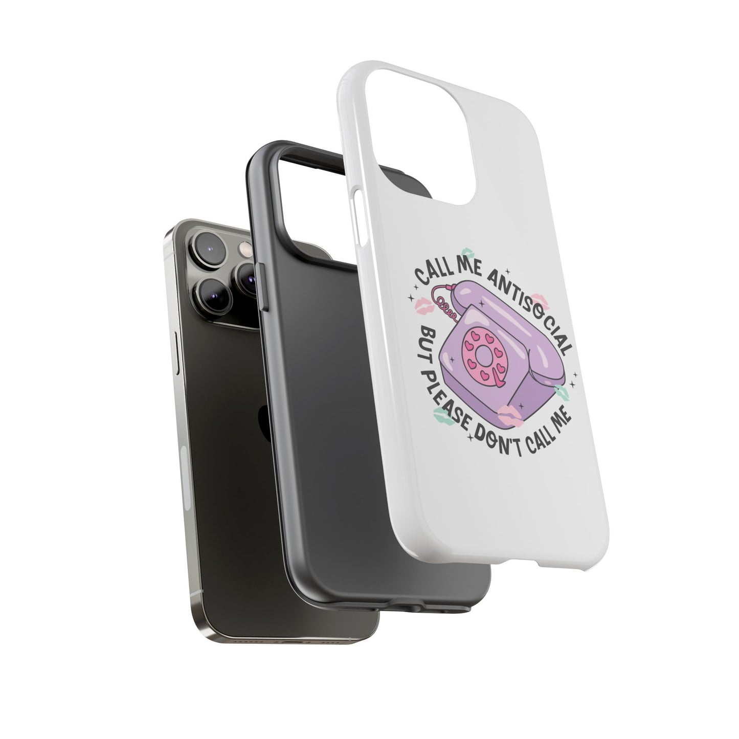 Phone Case — “Call Me Antisocial But Please Don’t Call Me” Cute Retro Telephone Design
