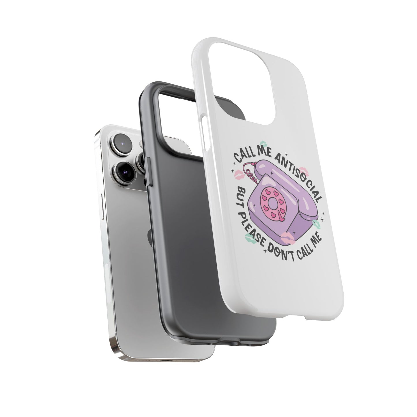 Phone Case — “Call Me Antisocial But Please Don’t Call Me” Cute Retro Telephone Design