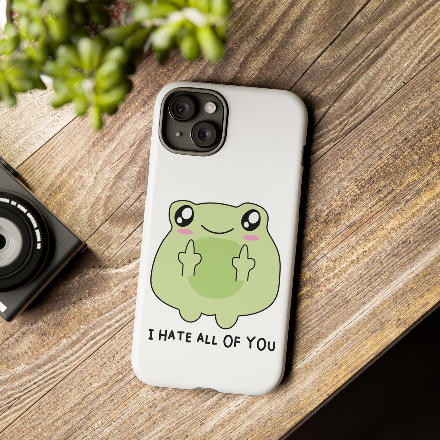 Phone Case — Cute Frog Giving Middle Fingers "I Hate All Of You"