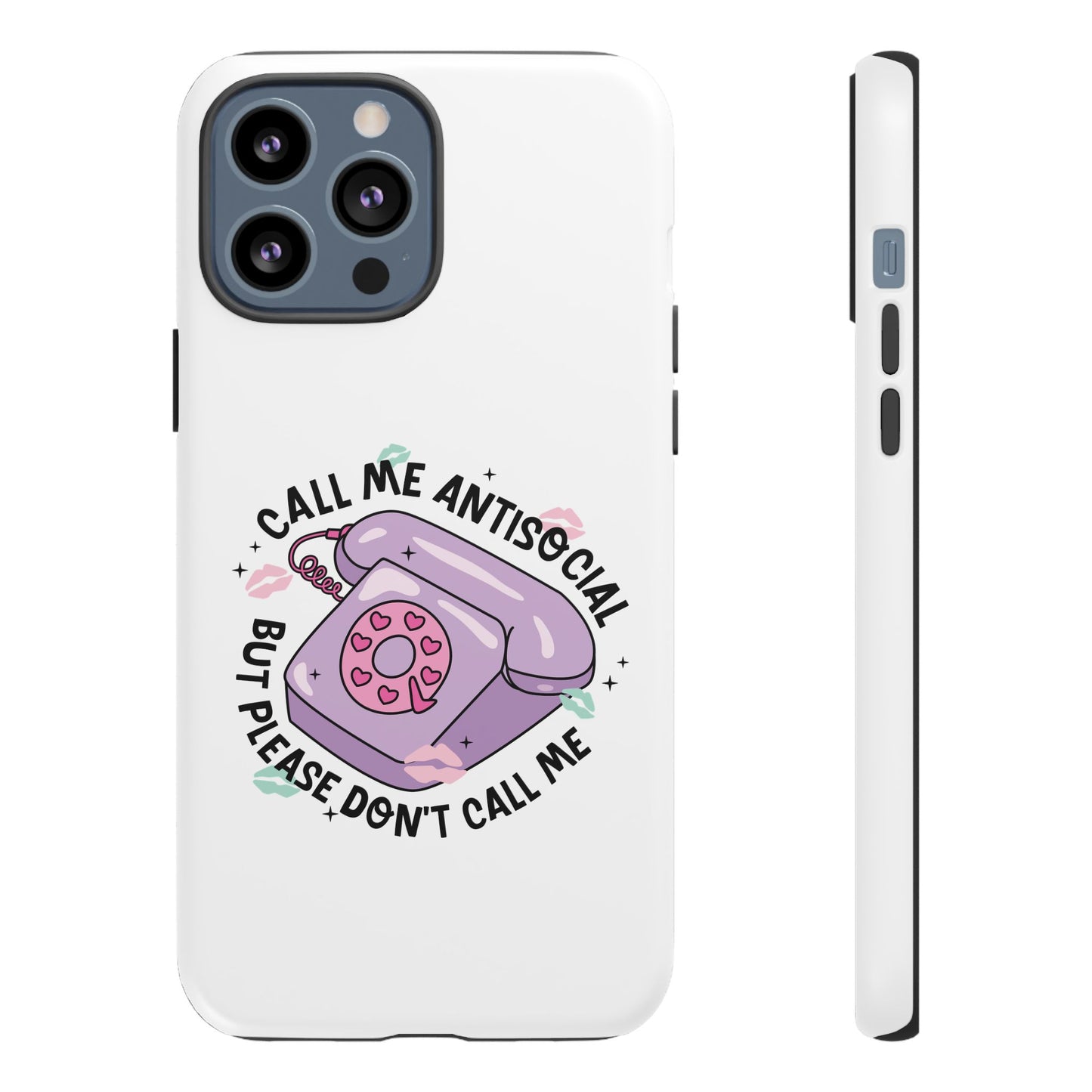 Phone Case — “Call Me Antisocial But Please Don’t Call Me” Cute Retro Telephone Design