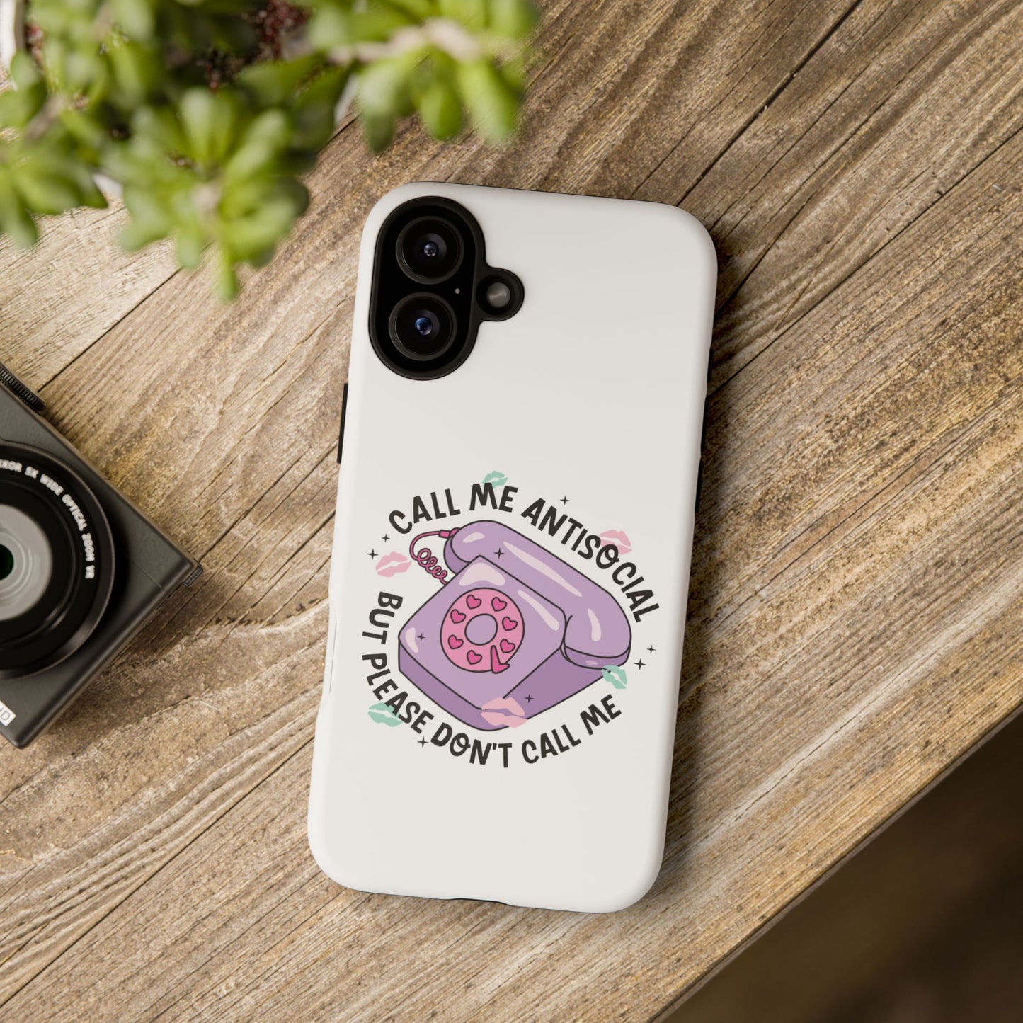 Phone Case — “Call Me Antisocial But Please Don’t Call Me” Cute Retro Telephone Design