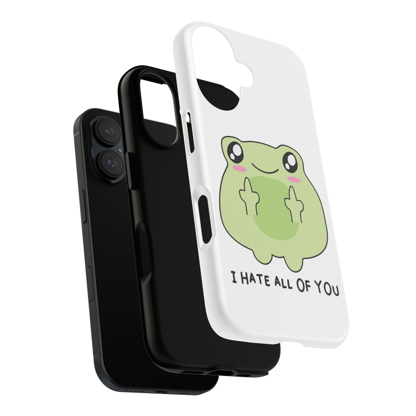 Phone Case — Cute Frog Giving Middle Fingers "I Hate All Of You"