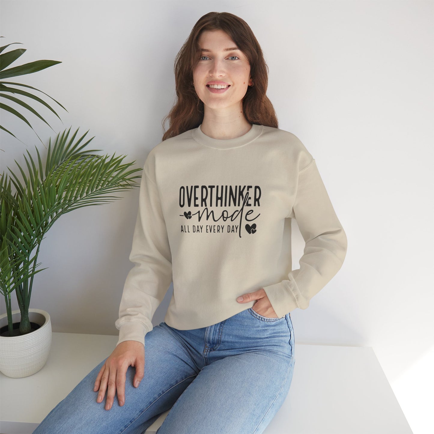 Overthinker Mode Crewneck Sweatshirt - Casual Wear, Unisex Fashion