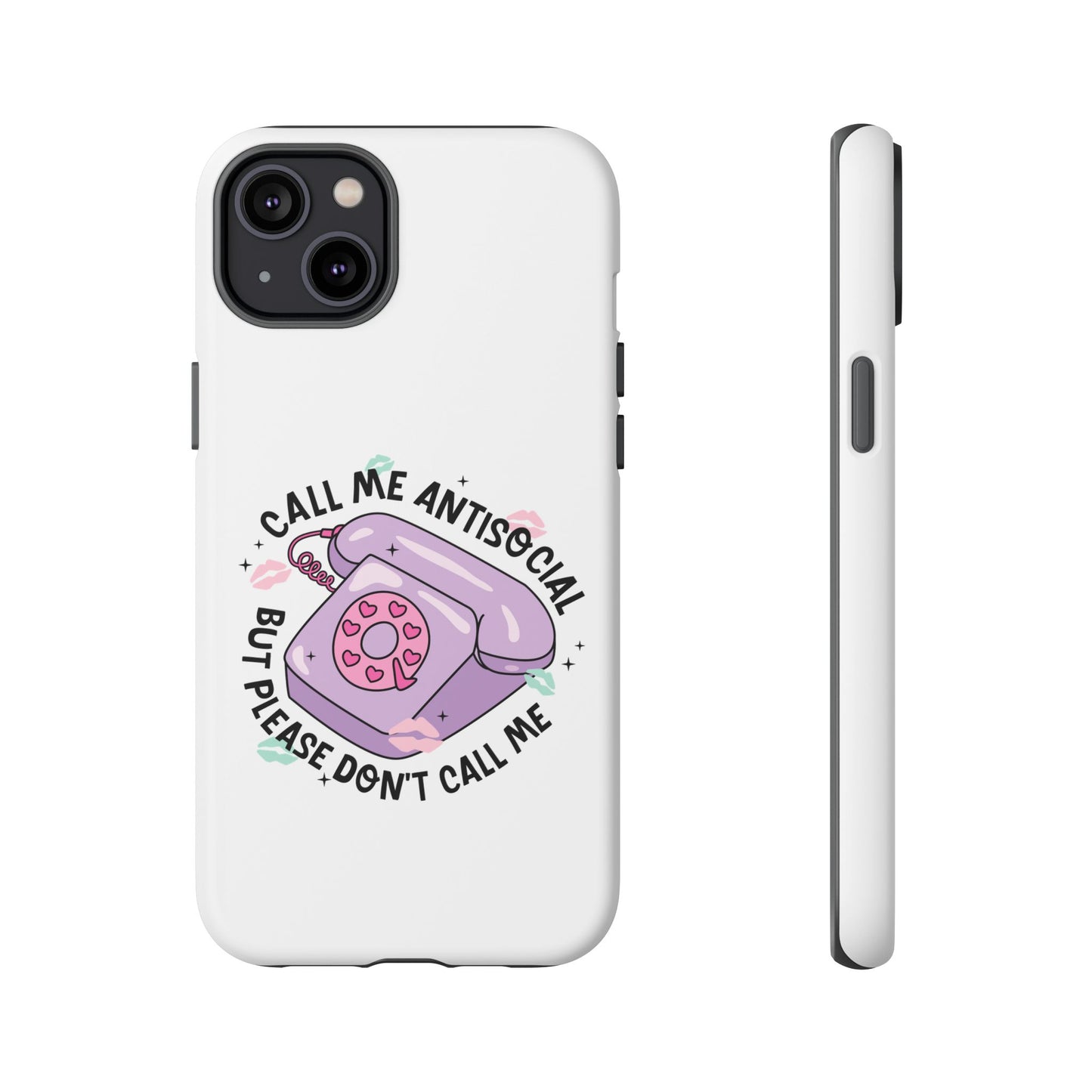 Phone Case — “Call Me Antisocial But Please Don’t Call Me” Cute Retro Telephone Design